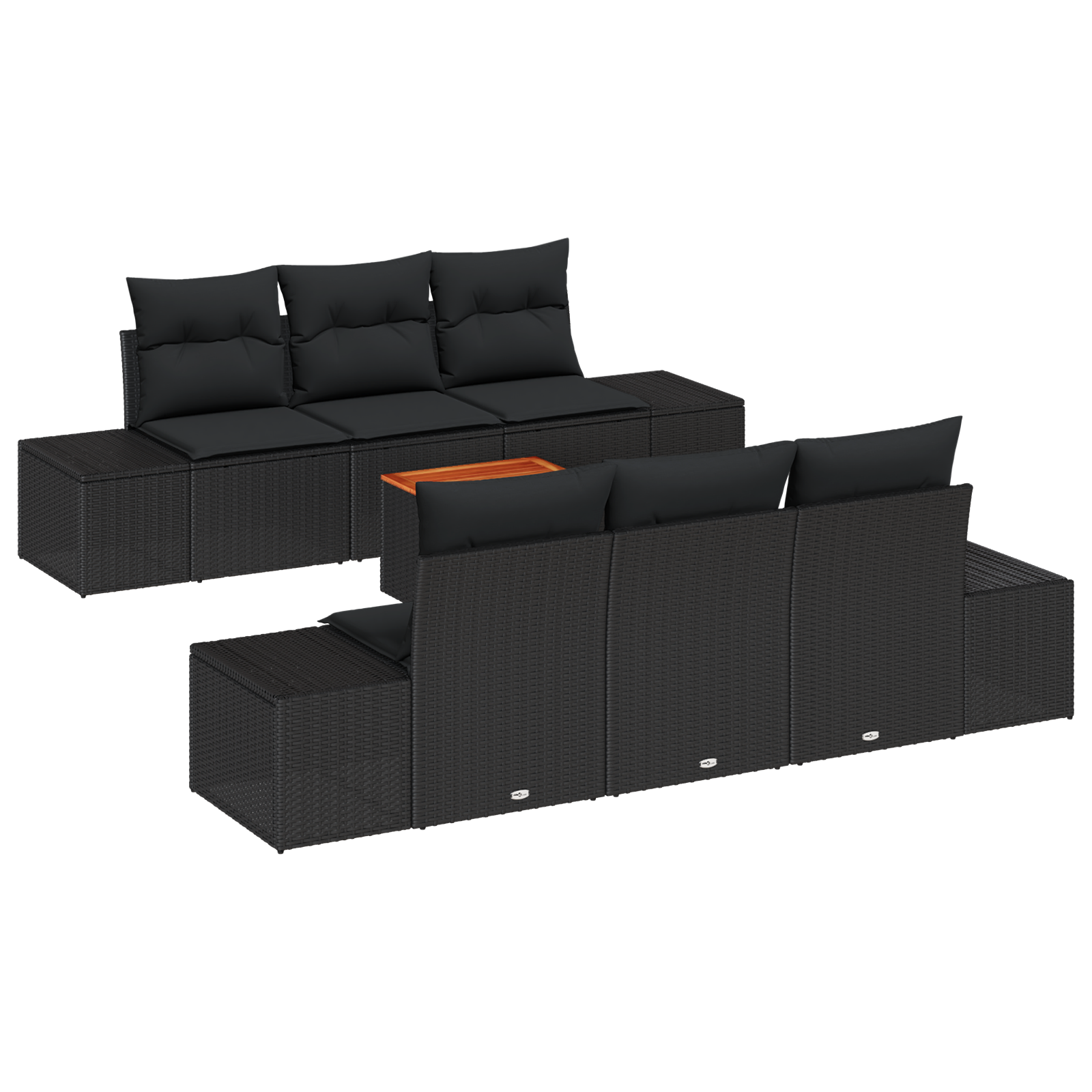 Thumbnail - vidaXL Garten-Sofa-Set 7 pcs Schwarz 55 x 55 x 37 cm