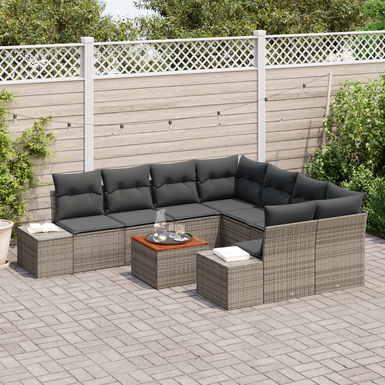 Thumbnail - vidaXL Garten Sofa Set 9 pcs Grau 55 x 55 x 37 cm