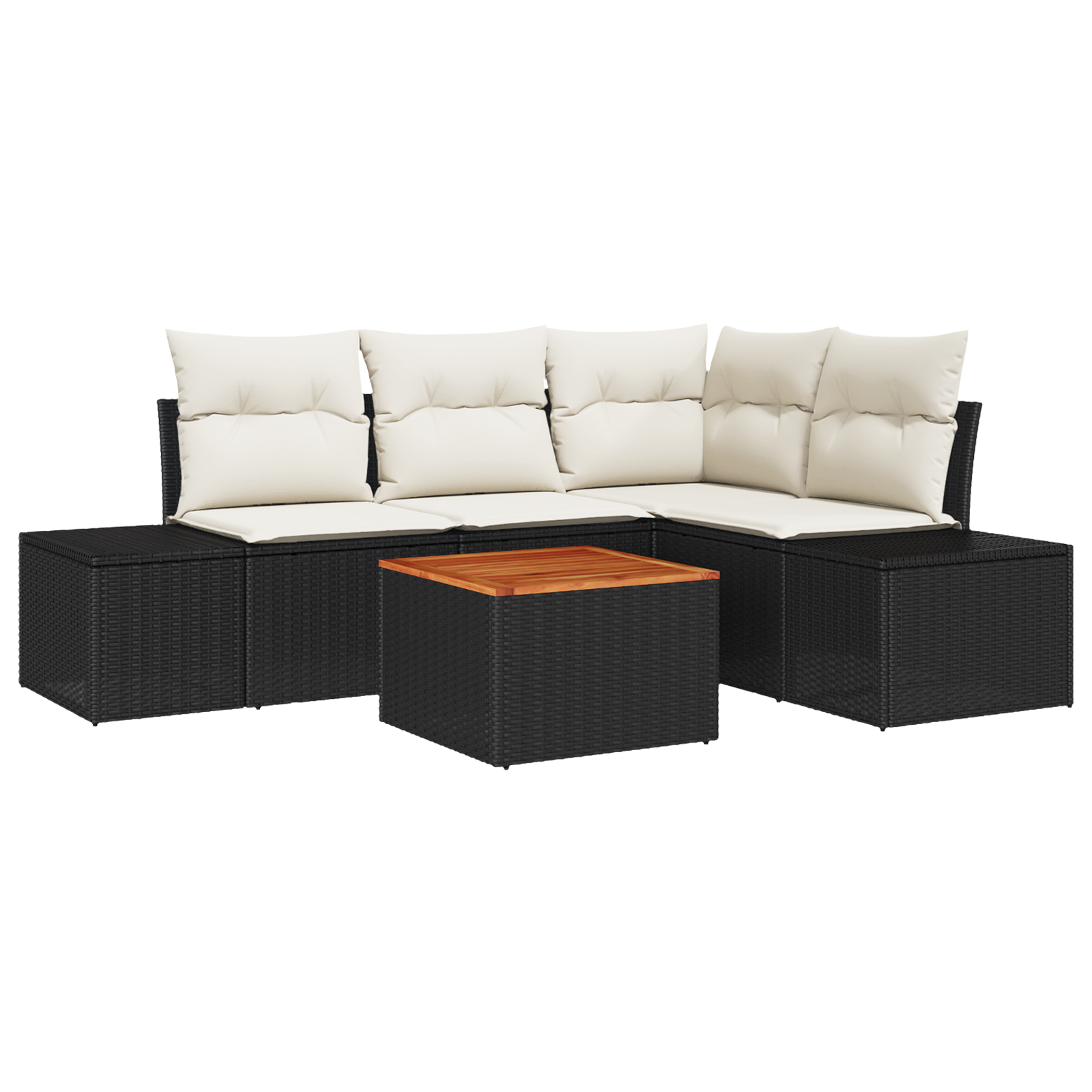 Thumbnail - vidaXL Garten Sofa Set 5 pcs Schwarz, weiß 55 x 55 x 37 cm