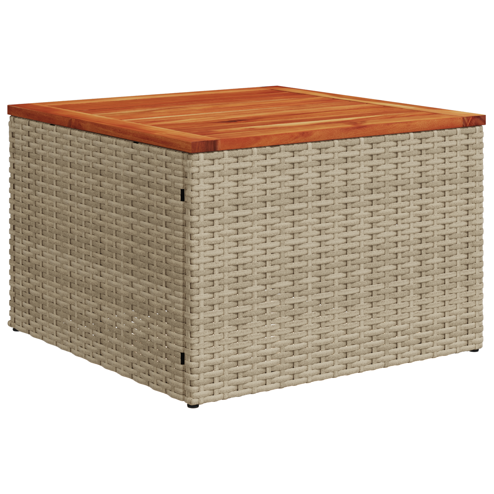 Conjunto de Sofás de Jardim com Almofadas Bege Polirattan Acácia, Sofá de Jardim para com Armazenamento e Almofadas Bege Polirattan
