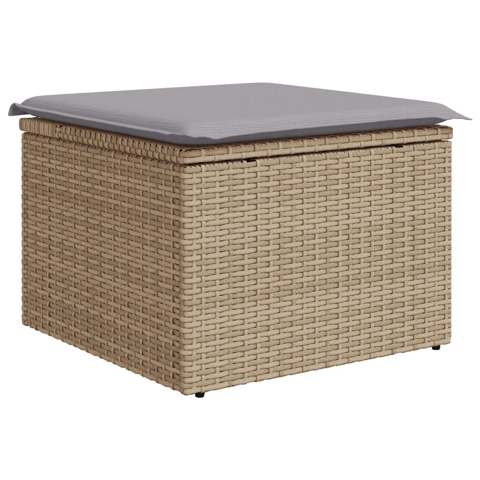 Conjunto de Sofá de Jardim de 5 Peças com Almofadas Bege Rattan Poly Acácia, Sofá de Jardim de com Armazenamento e Almofadas Bege Rattan Poly