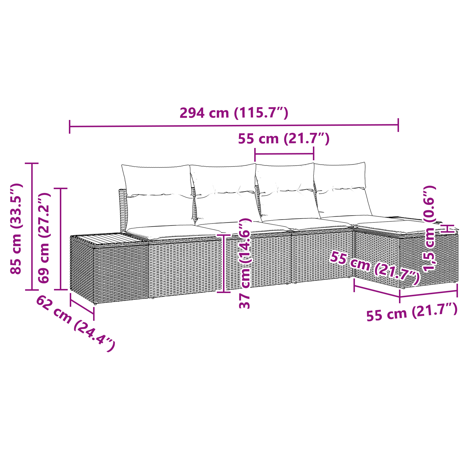 Conjunto de Sofá de Jardim de 5 Peças com Almofadas Bege Rattan Poly Acácia, Sofá de Jardim de com Armazenamento e Almofadas Bege Rattan Poly