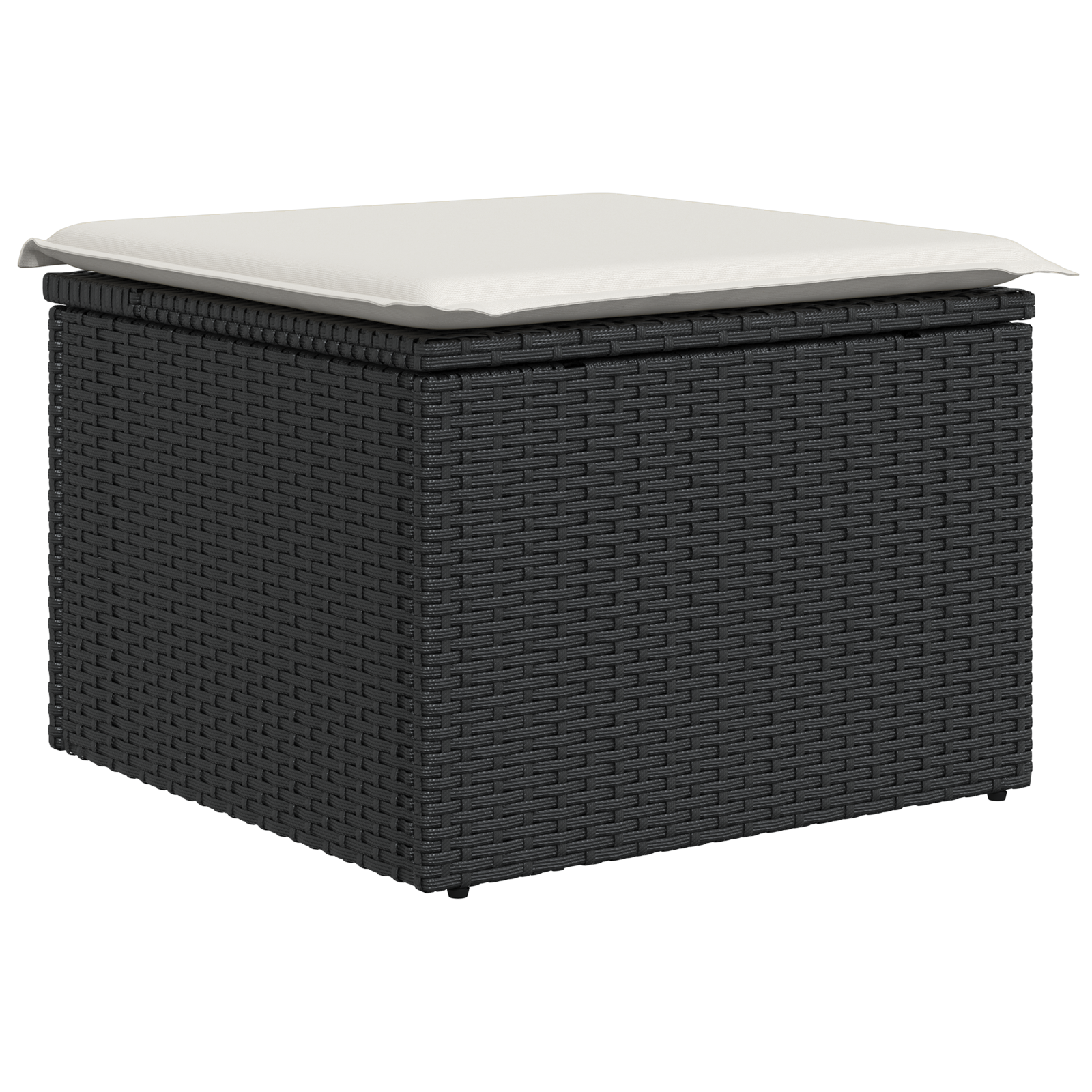 Conjunto de Sofá de Jardim de 6 Peças com Almofadas Preto Vime Sintético Madeira de Acácia, Sofá de Jardim de da com Armazenamento e Almofadas Preto Vime Sintético
