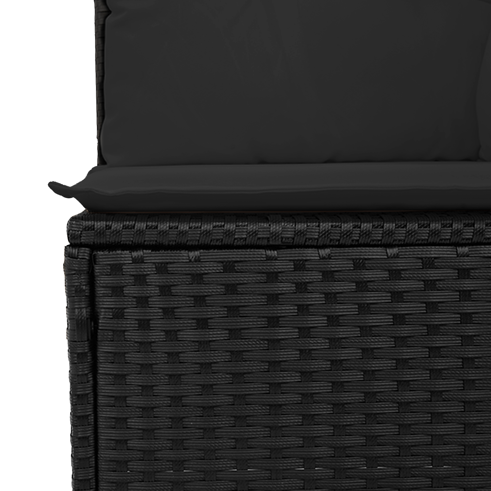Conjunto de Sofá de Jardim 4 Peças com Almofadas Preto Polirattan Acácia, Sofá de Jardim com Armazenamento e Almofadas Preto Polirattan