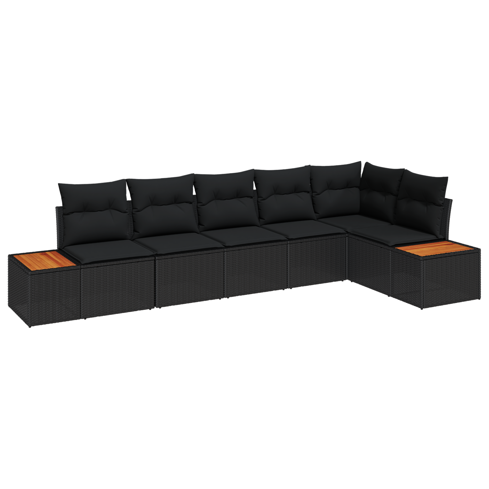 Thumbnail - vidaXL 6-teiliges Garten Sofa Set mit Kissen Schwarz Poly Rattan Akazie
