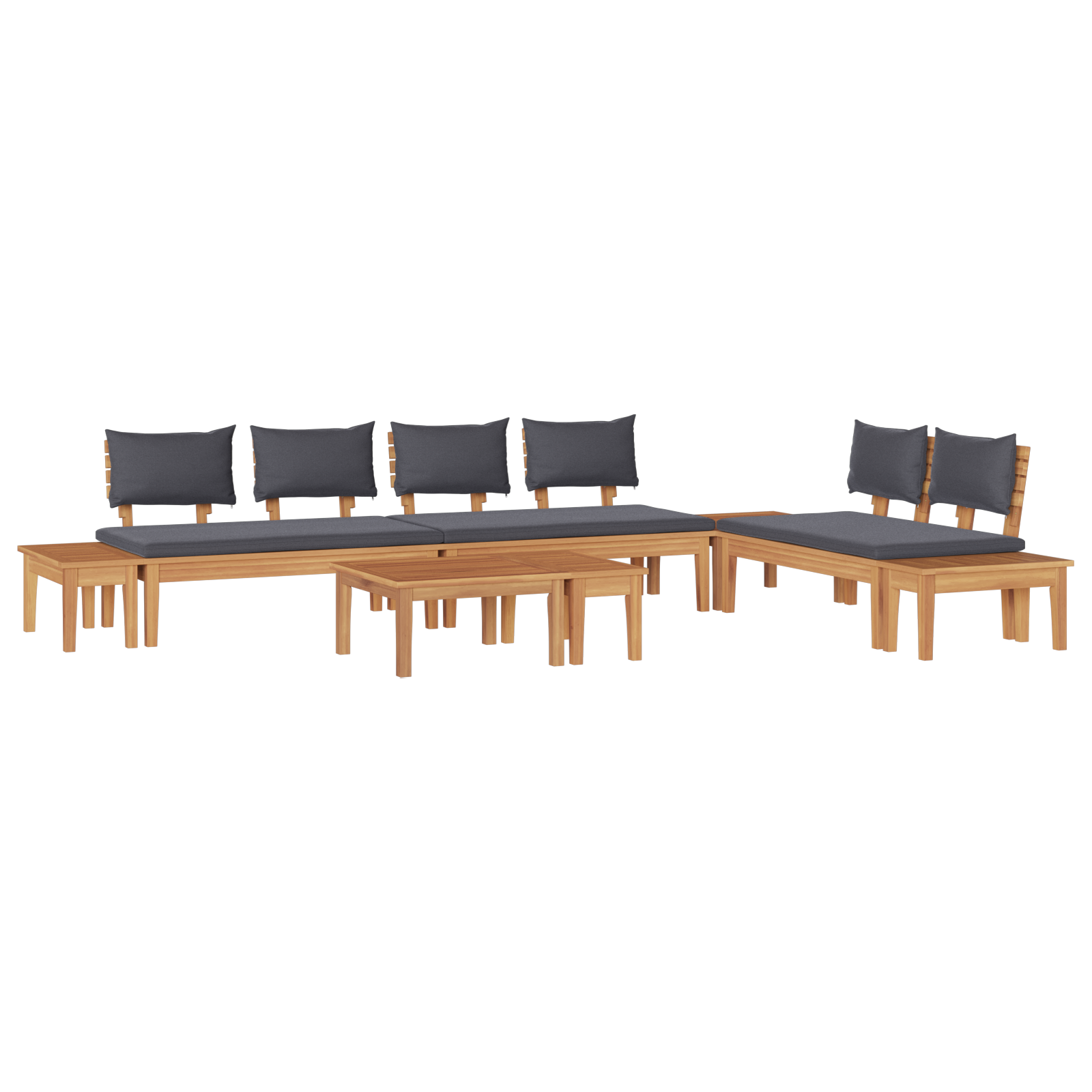 5 Piece Garden Bench Set with Cushions Solid Wood Teak - Image 2