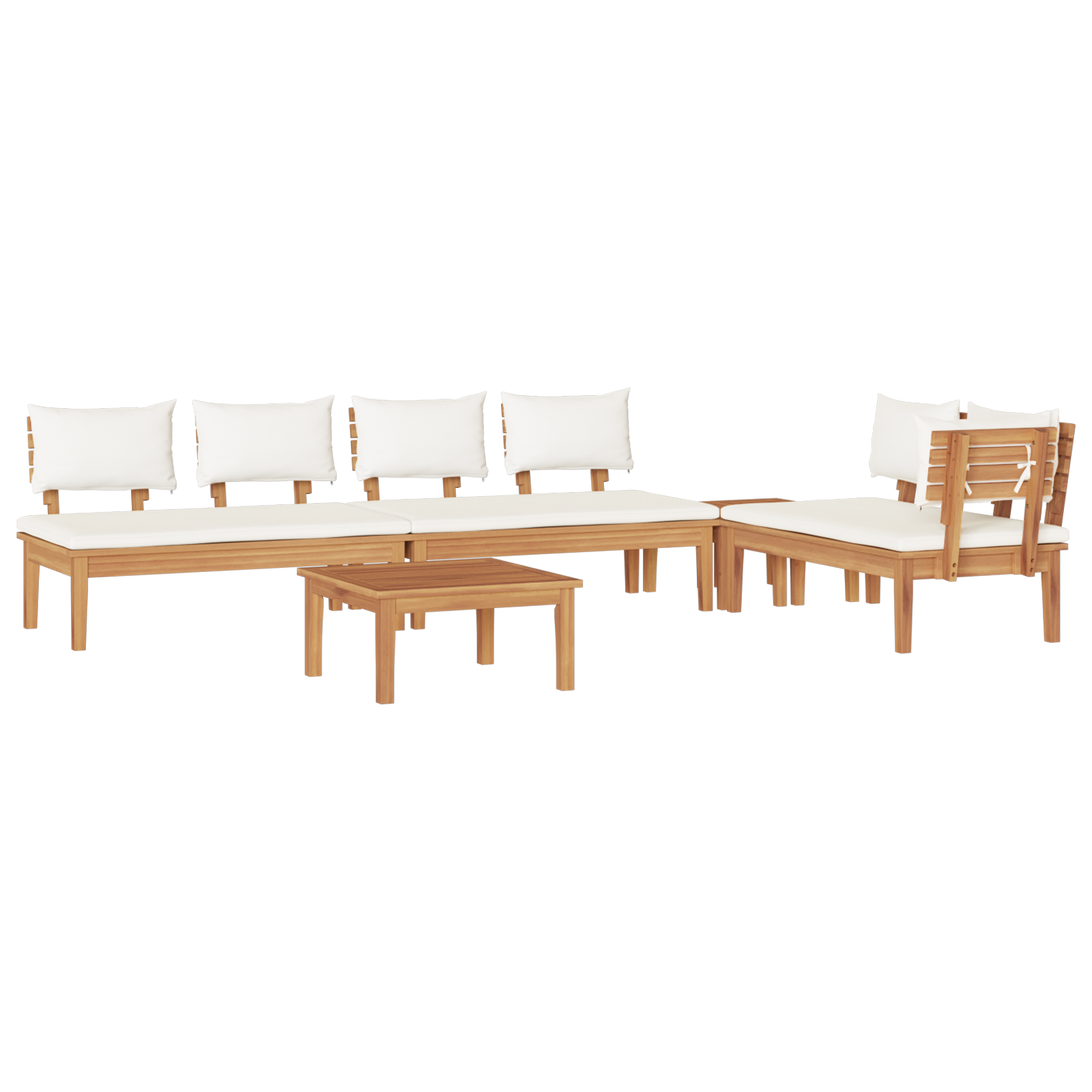 5 Piece Garden Dining Set with Cushions Solid Wood Teak - Image 2