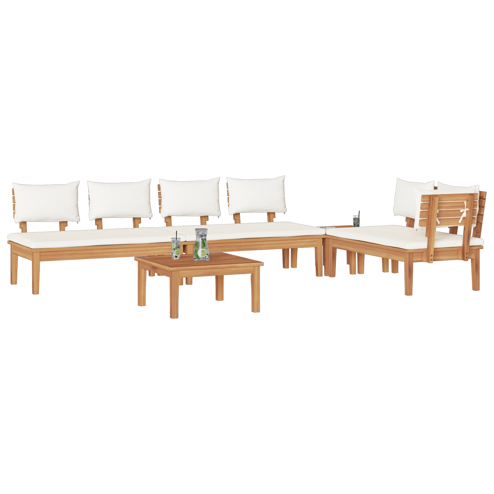 5 Piece Garden Dining Set with Cushions Solid Wood Teak - Image 3