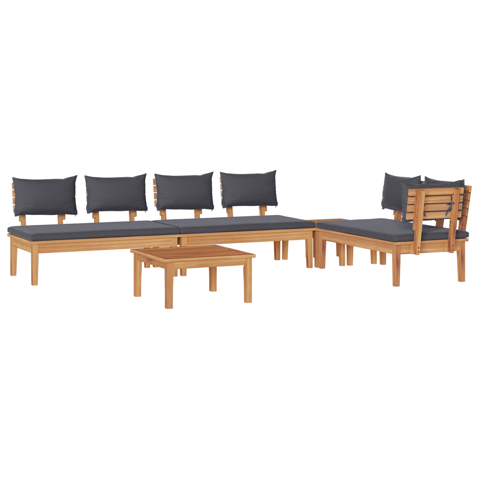 5 Piece Garden Dining Set with Cushions Solid Wood Teak - Image 2