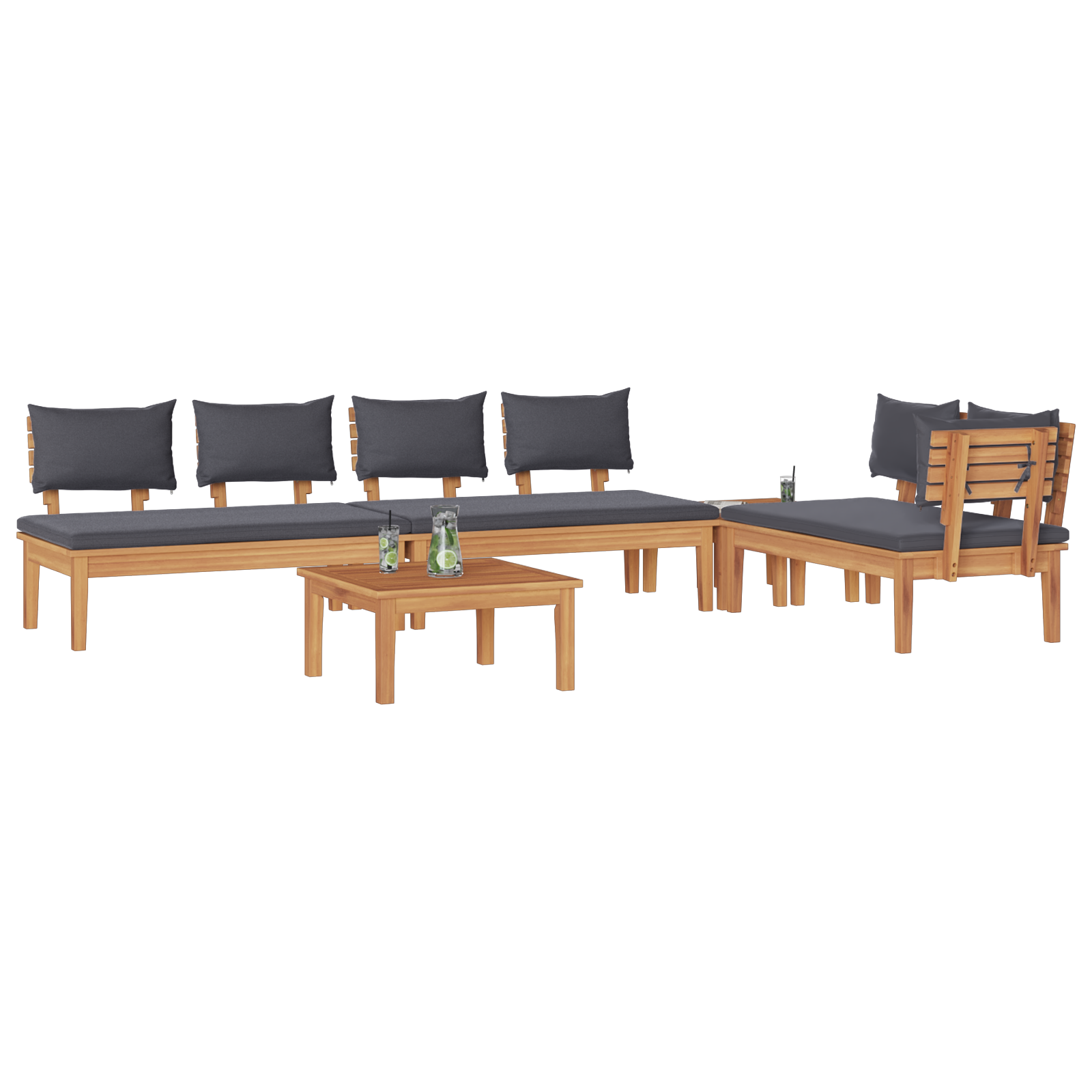 5 Piece Garden Dining Set with Cushions Solid Wood Teak - Image 3