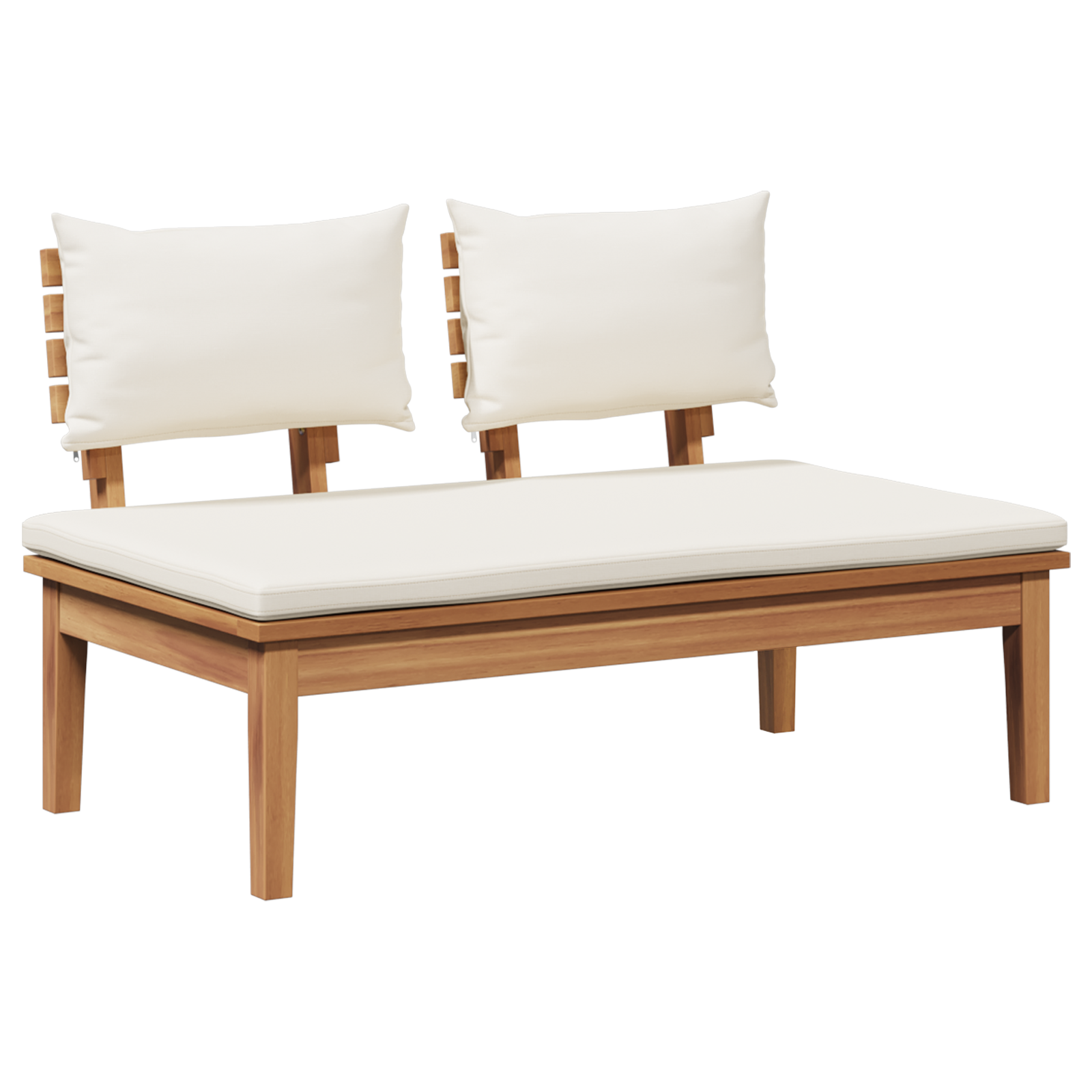 4 Piece Garden Bench Set with Cushions Solid Wood Teak - Image 5