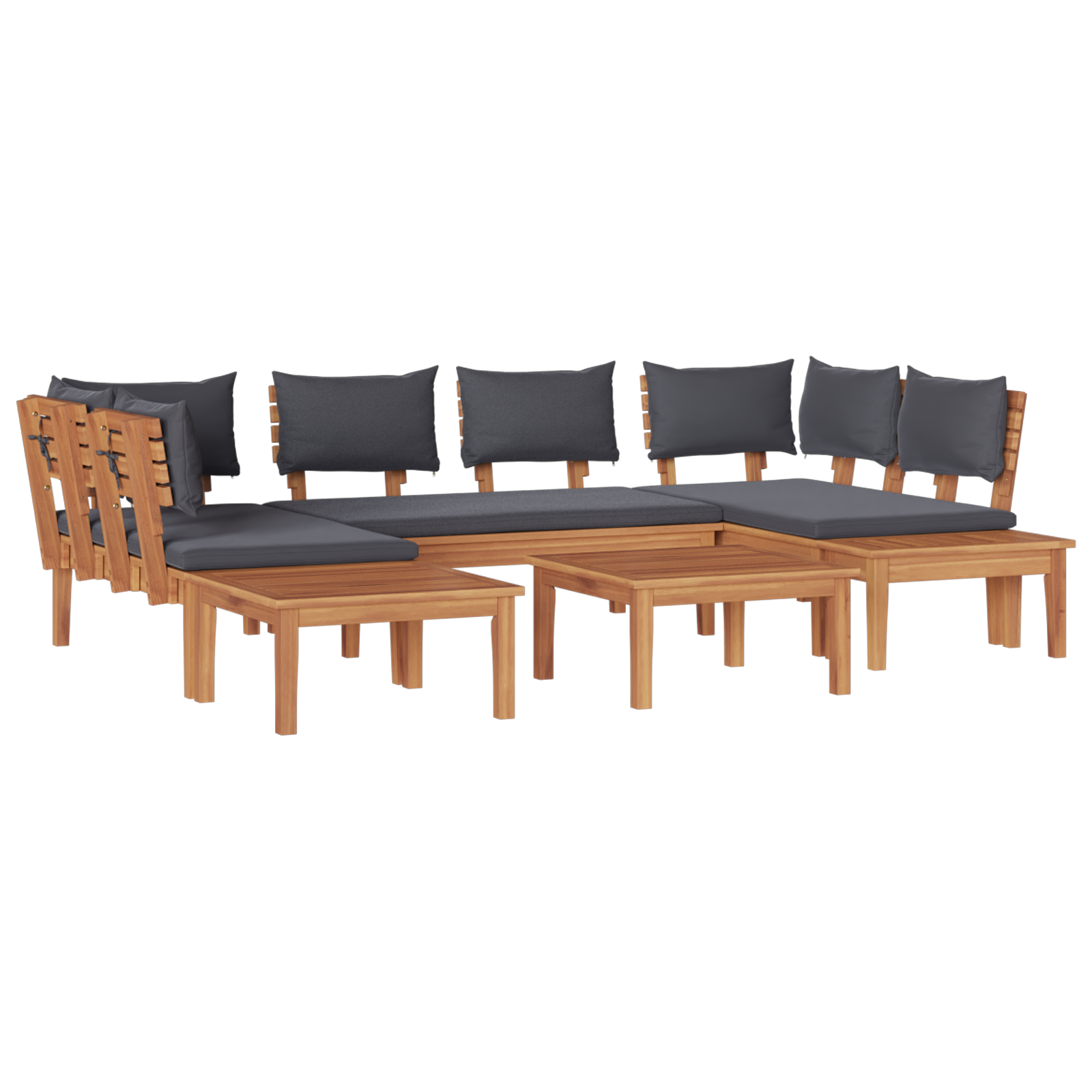 4 Piece Garden Bench Set with Cushions Solid Wood Teak - Image 2