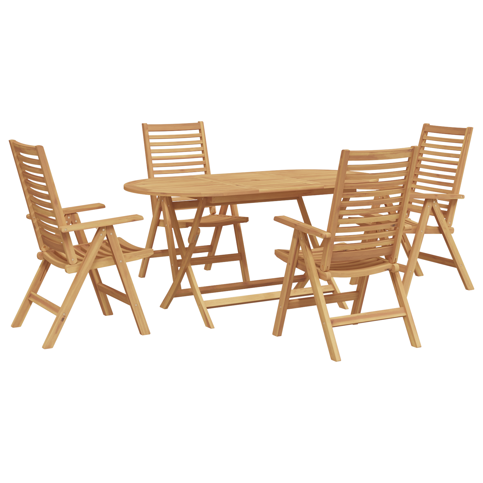 5 Piece Garden Dining Set Foldable Solid Wood Teak - Image 2