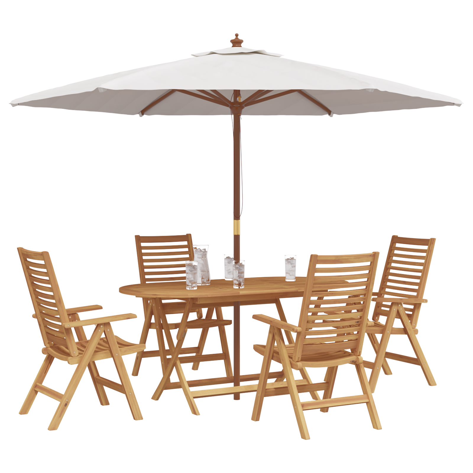 5 Piece Garden Dining Set Foldable Solid Wood Teak - Image 3