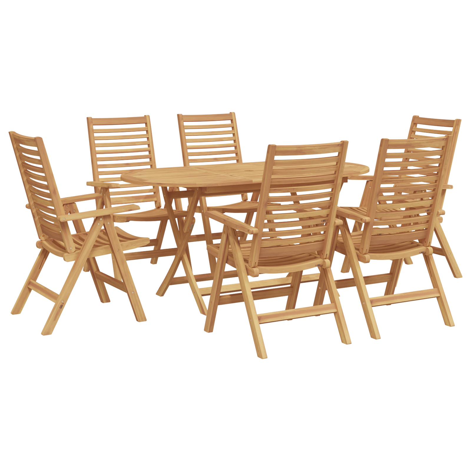 7 Piece Garden Dining Set Foldable Solid Wood Teak - Image 2
