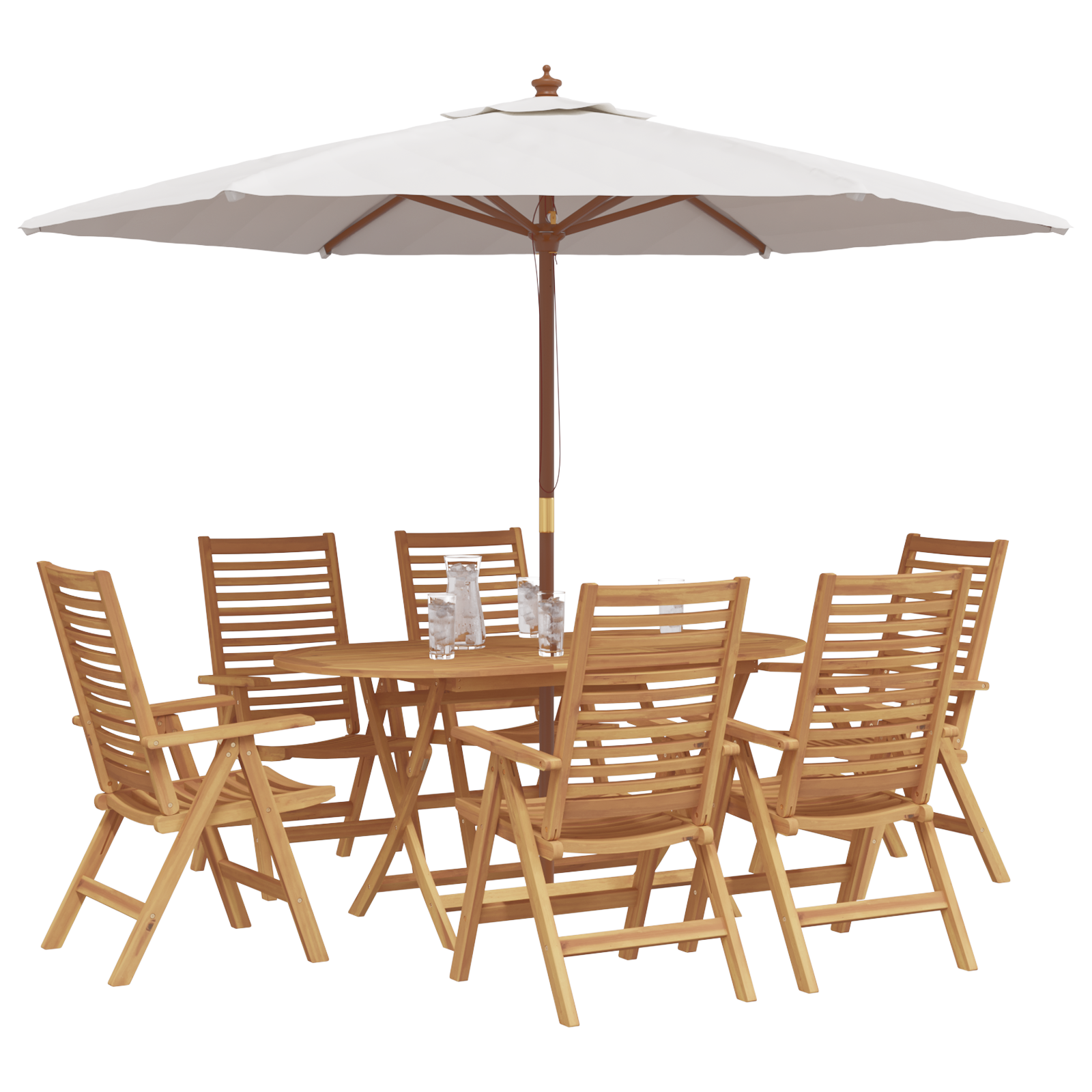 7 Piece Garden Dining Set Foldable Solid Wood Teak - Image 3