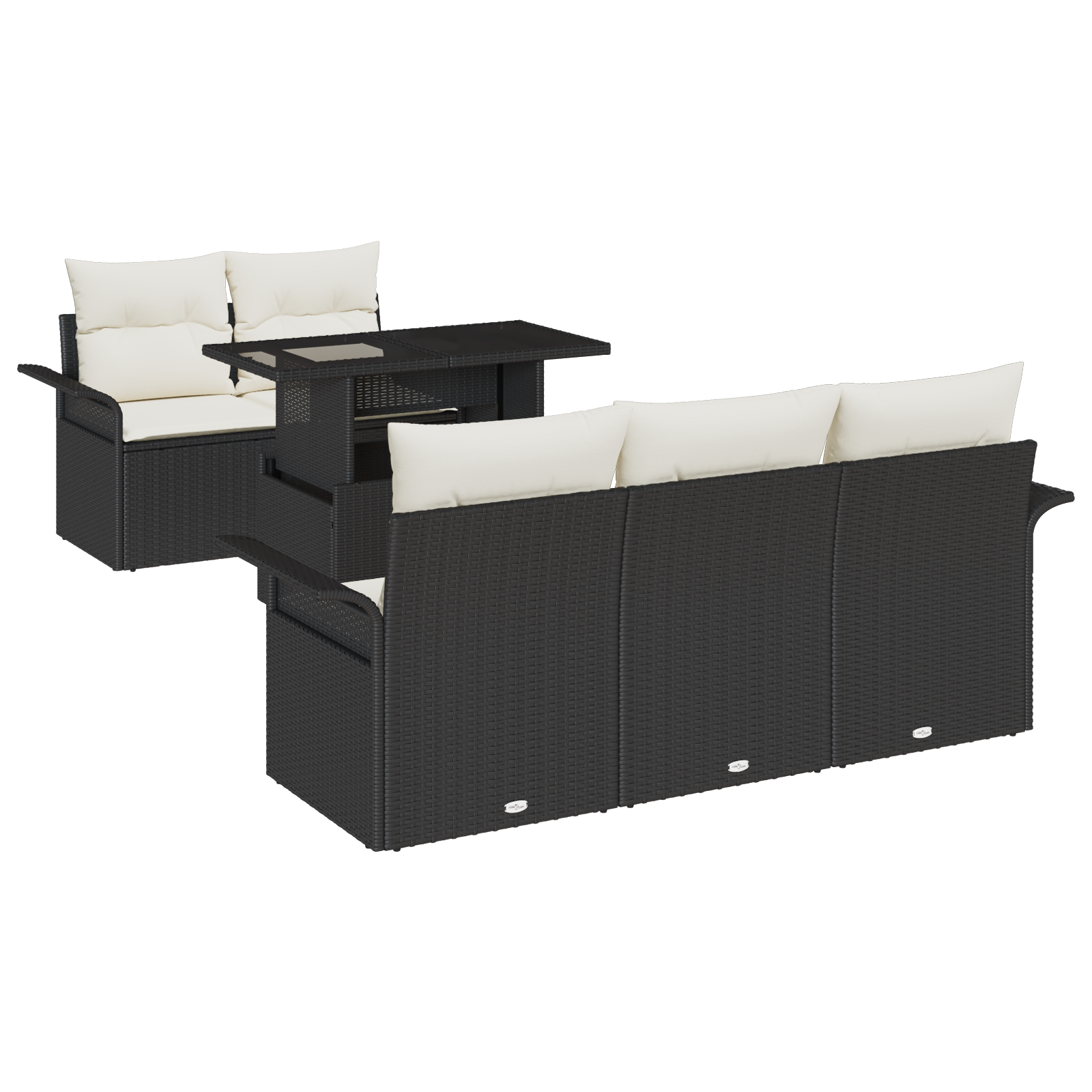 Thumbnail - vidaXL 6-tlg. Garten-Sofagarnitur mit Kissen Schwarz Poly Rattan