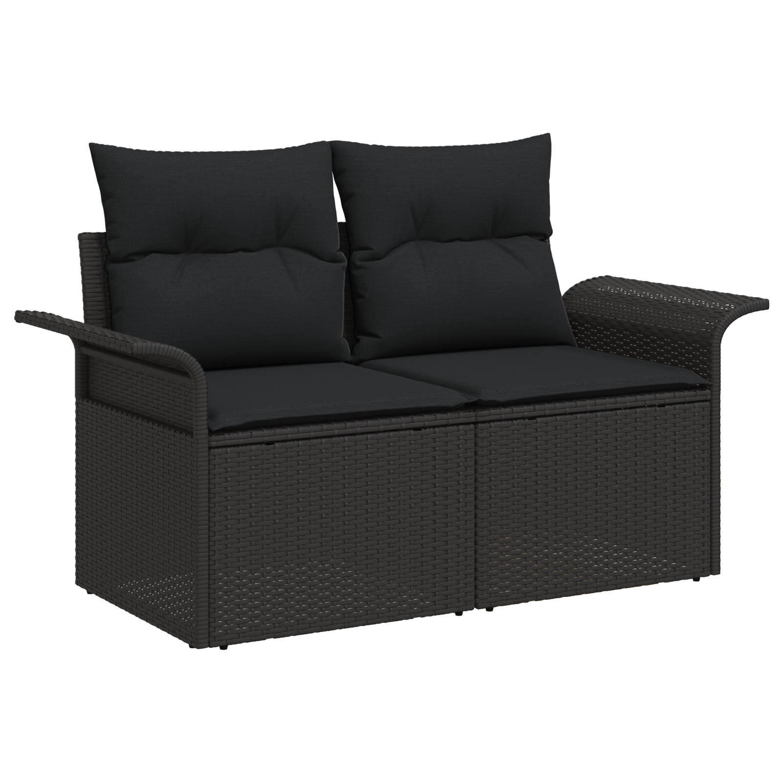 7 dalių sodo sofa komplektas su pagalvėmis juoda poli ratanas - Image 4