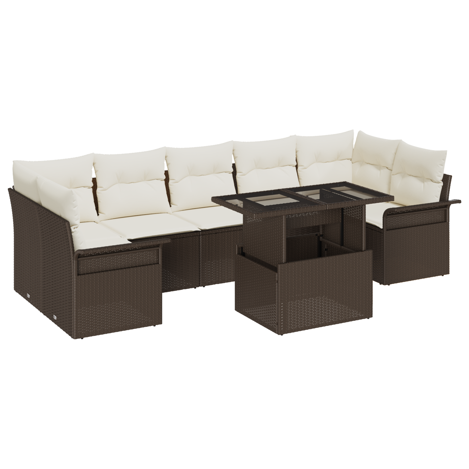 Thumbnail - vidaXL 8-teiliges Garten-Sofa-Set mit Kissen Braunes Poly-Rattan