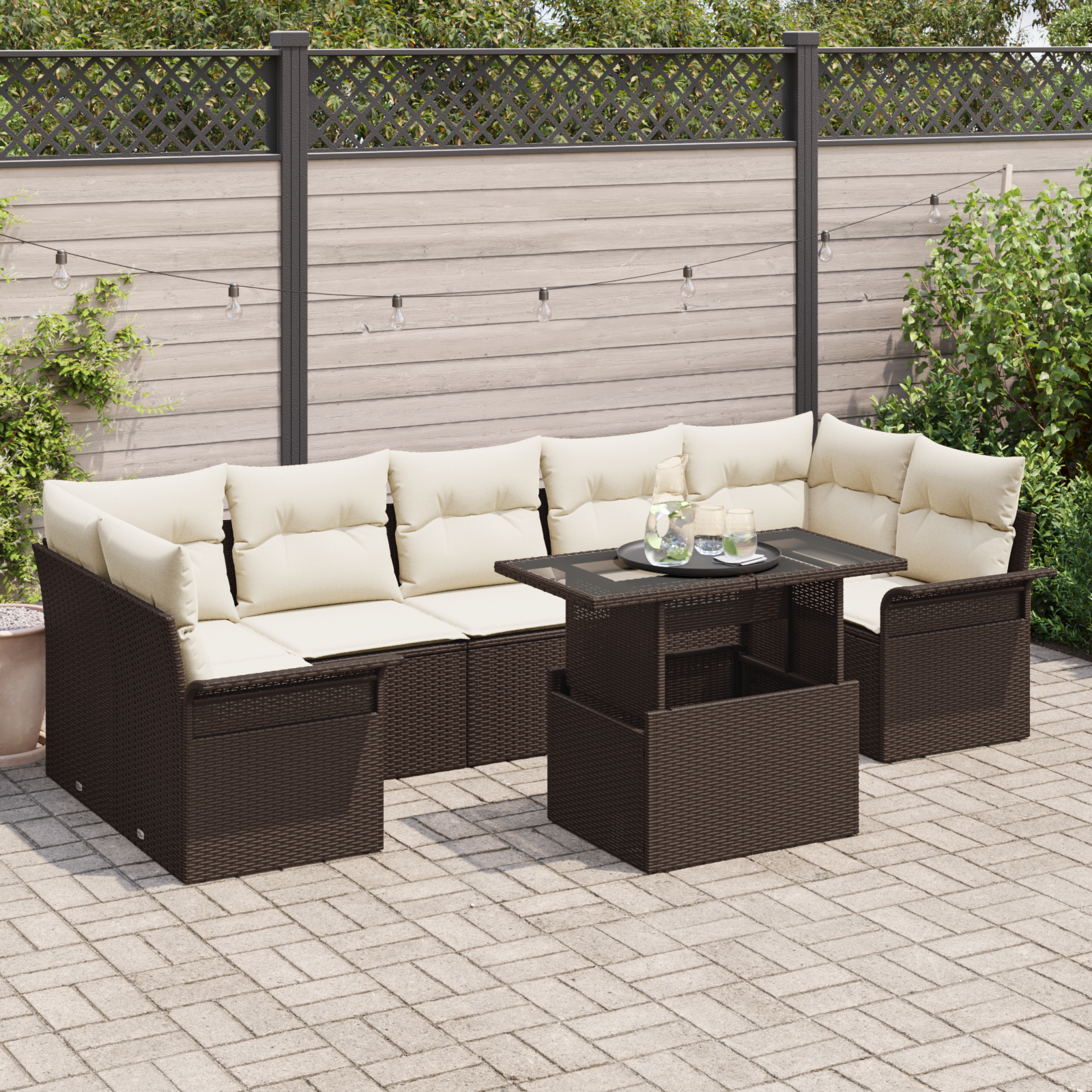 Thumbnail - vidaXL 8-teiliges Garten-Sofa-Set mit Kissen Braunes Poly-Rattan