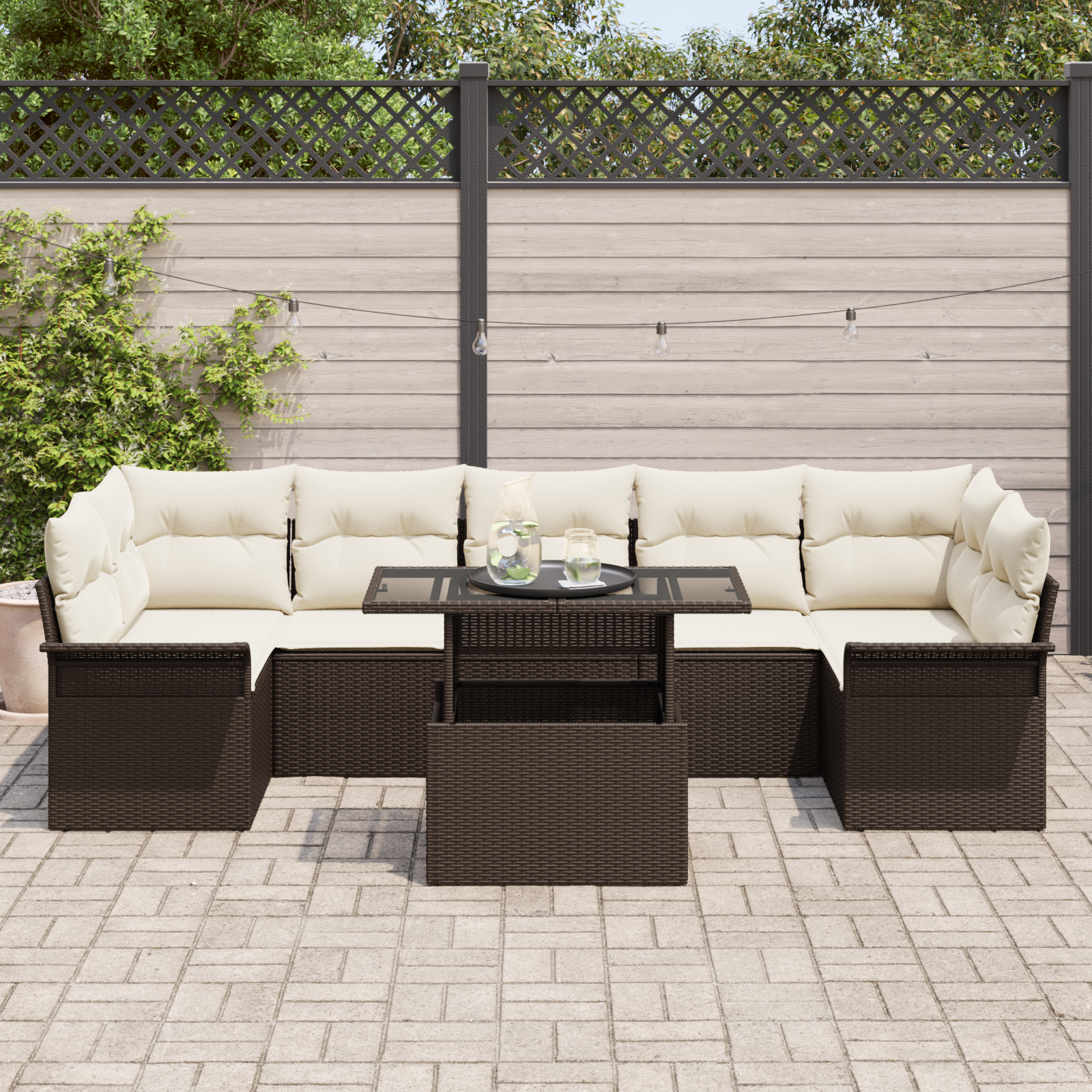 Thumbnail - vidaXL 8-teiliges Garten-Sofa-Set mit Kissen Braunes Poly-Rattan