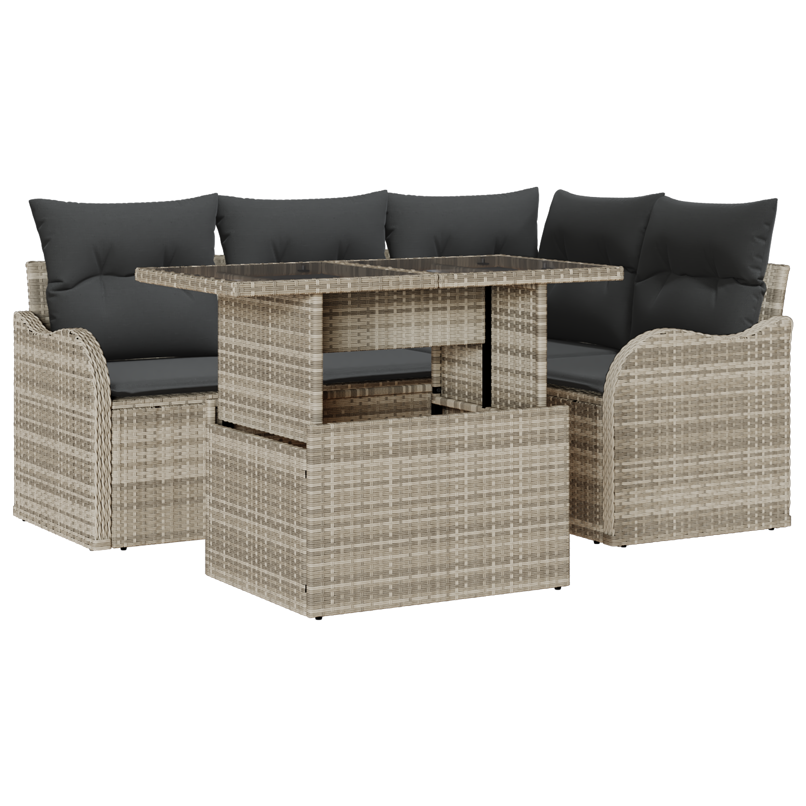 Thumbnail - vidaXL 5-teiliges Garten Sofa Set mit Kissen Hellgrau Poly Rattan