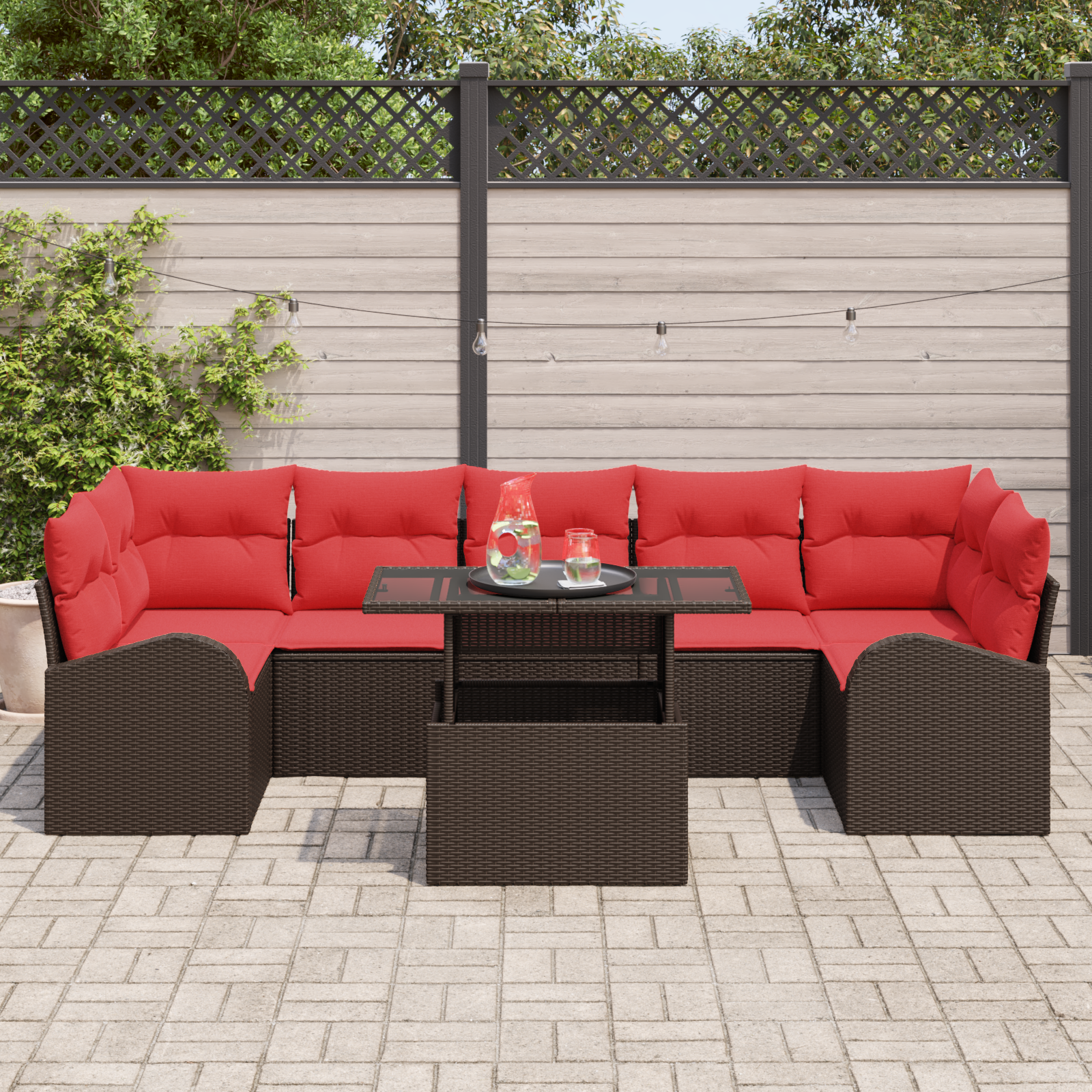 Tuin Sofa Set met kussen met opslag 8 pcs Bruin Poly Rattan - Afbeelding 3