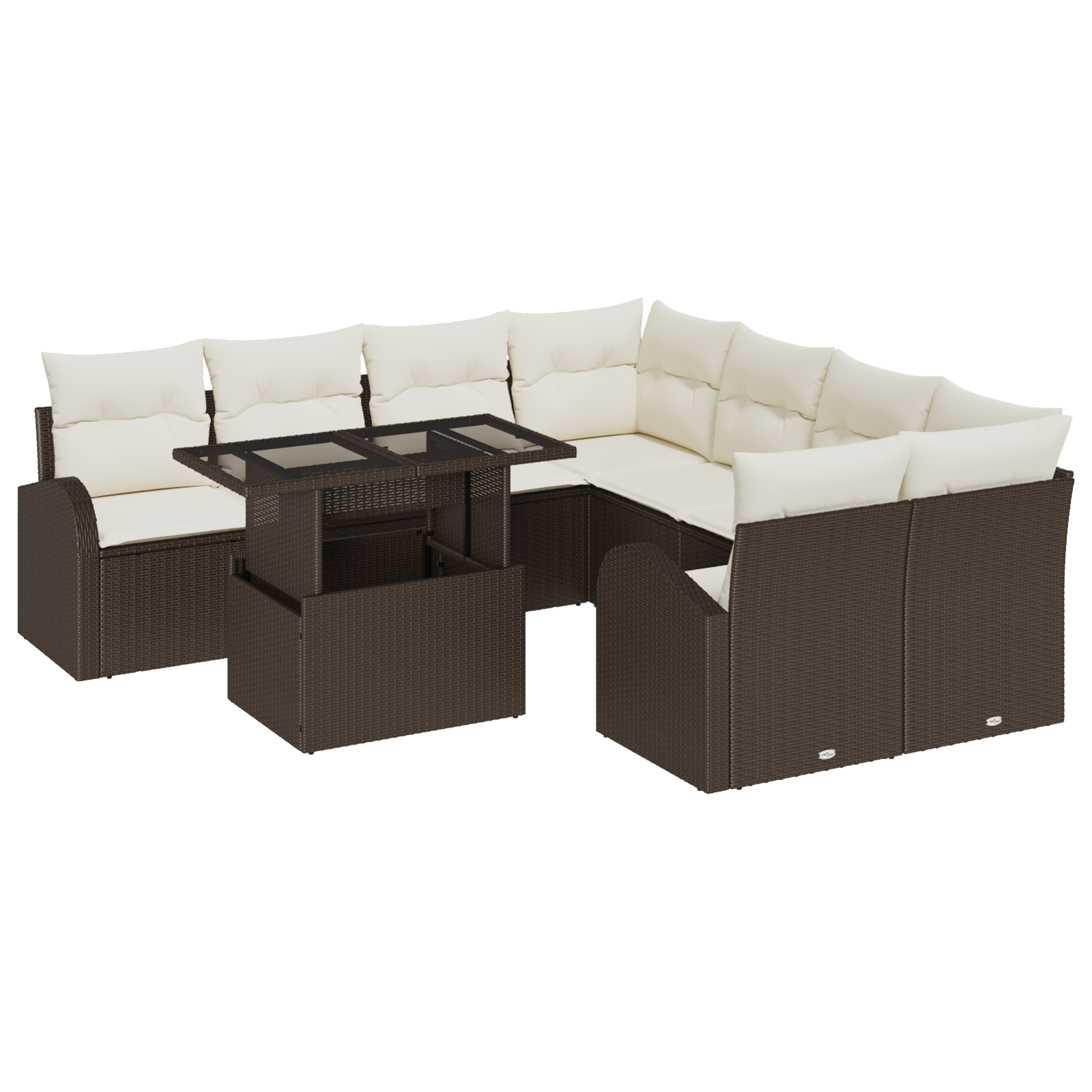 Thumbnail - vidaXL 9-teiliges Garten Sofa Set mit Kissen braun Poly Rattan