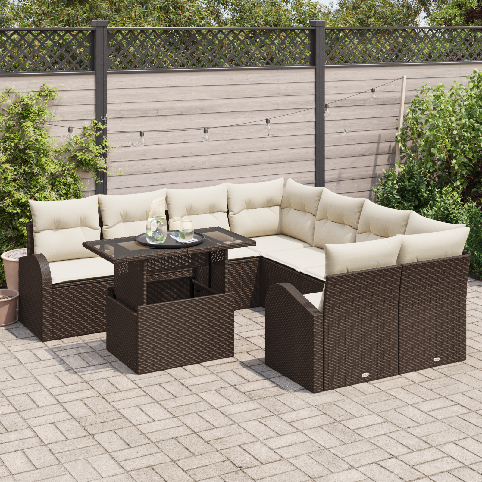 Thumbnail - vidaXL 9-teiliges Garten Sofa Set mit Kissen braun Poly Rattan