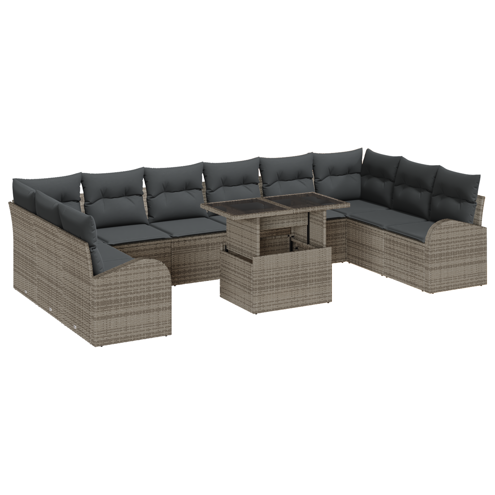 Thumbnail - vidaXL 11-teiliges Garten Sofa Set mit Kissen Grau Poly Rattan