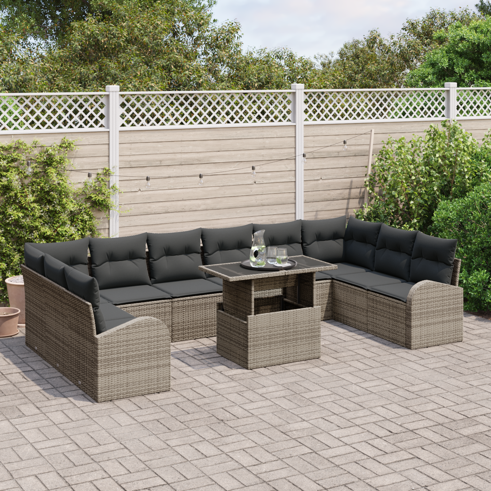 Thumbnail - vidaXL 11-teiliges Garten Sofa Set mit Kissen Grau Poly Rattan