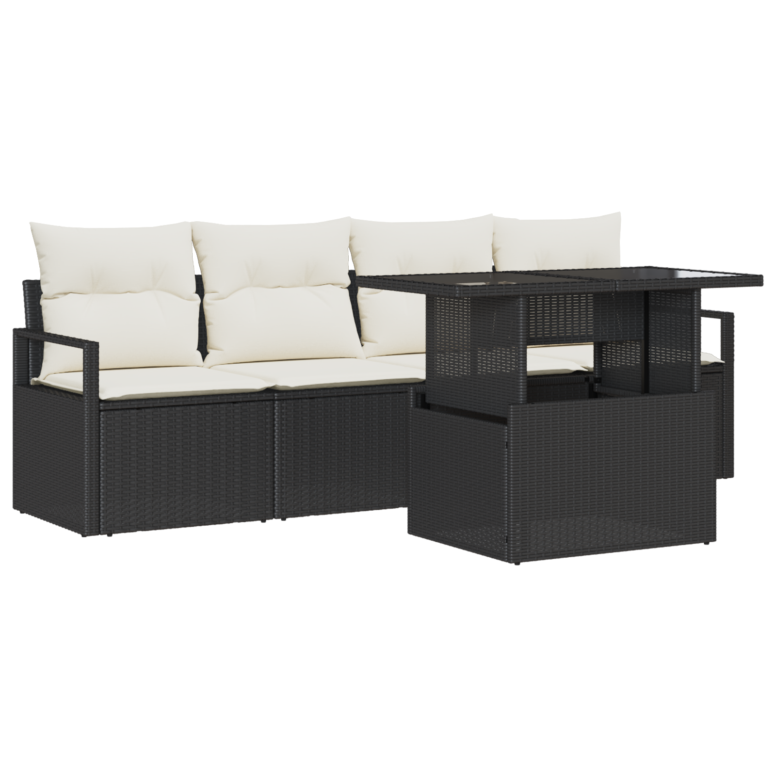 Thumbnail - vidaXL 5-tlg. Garten-Sofagarnitur mit Kissen Schwarz Poly Rattan