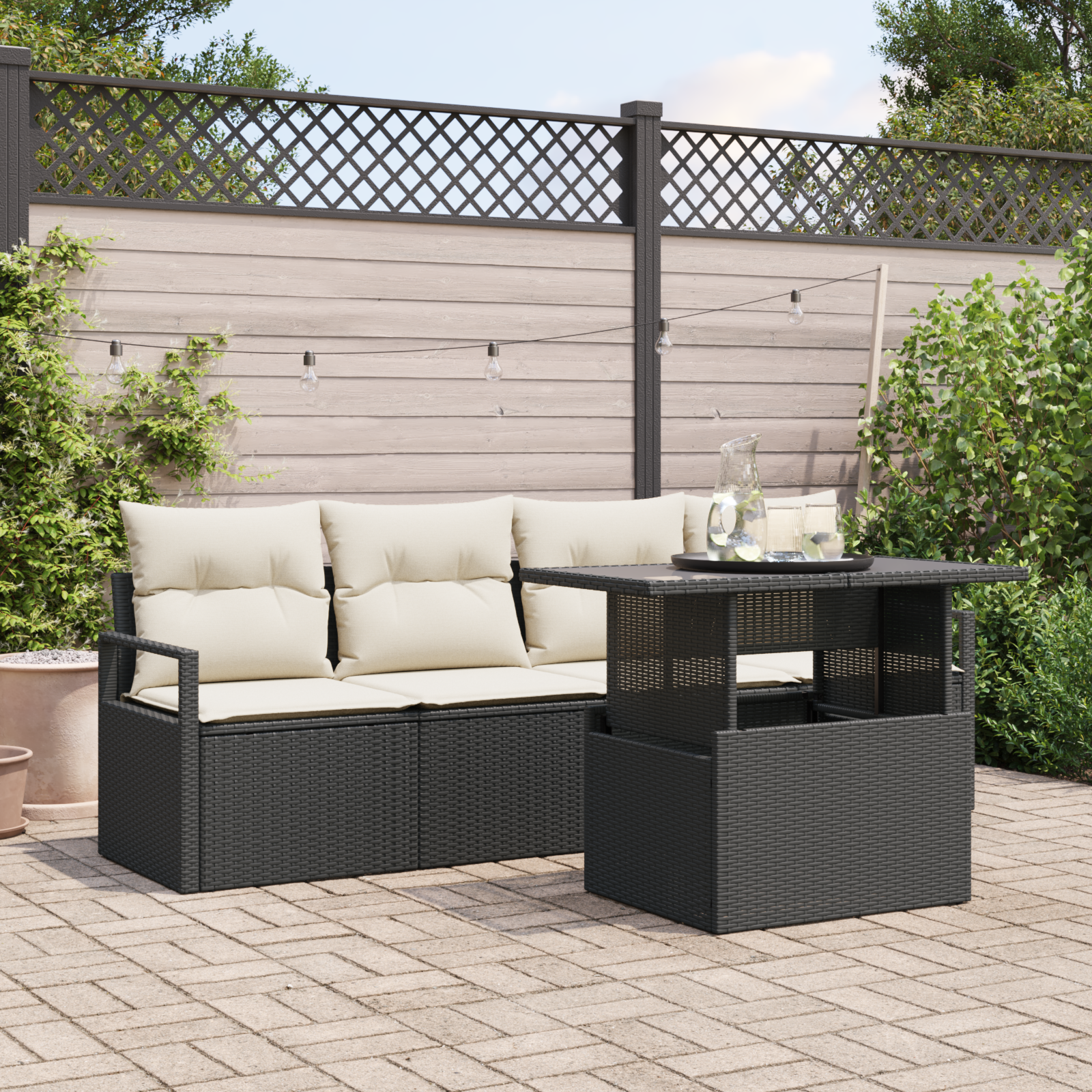 Thumbnail - vidaXL 5-tlg. Garten-Sofagarnitur mit Kissen Schwarz Poly Rattan
