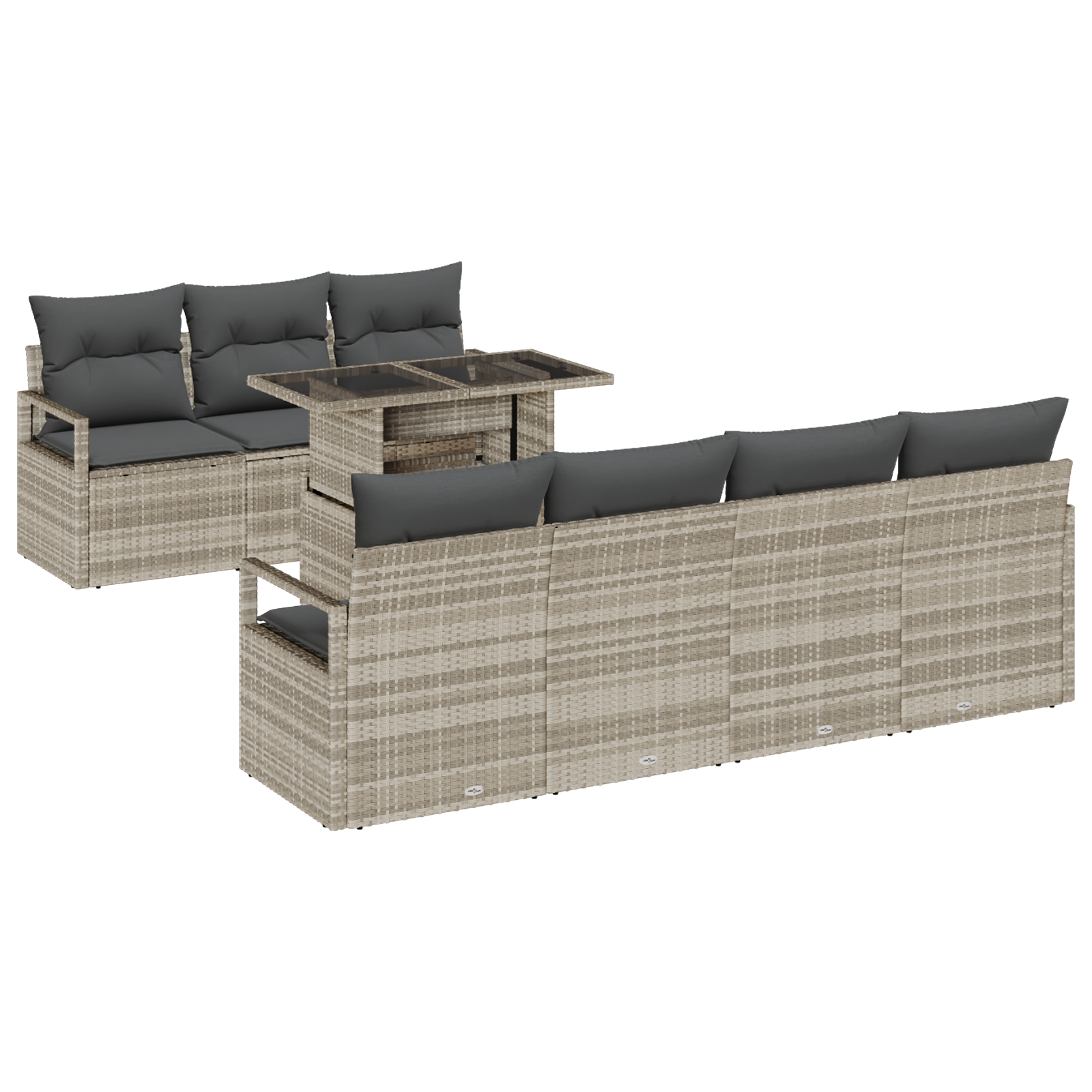 Garten Sofa Set Set aus 4 Hellgrau Rattan Groß – Bild 2