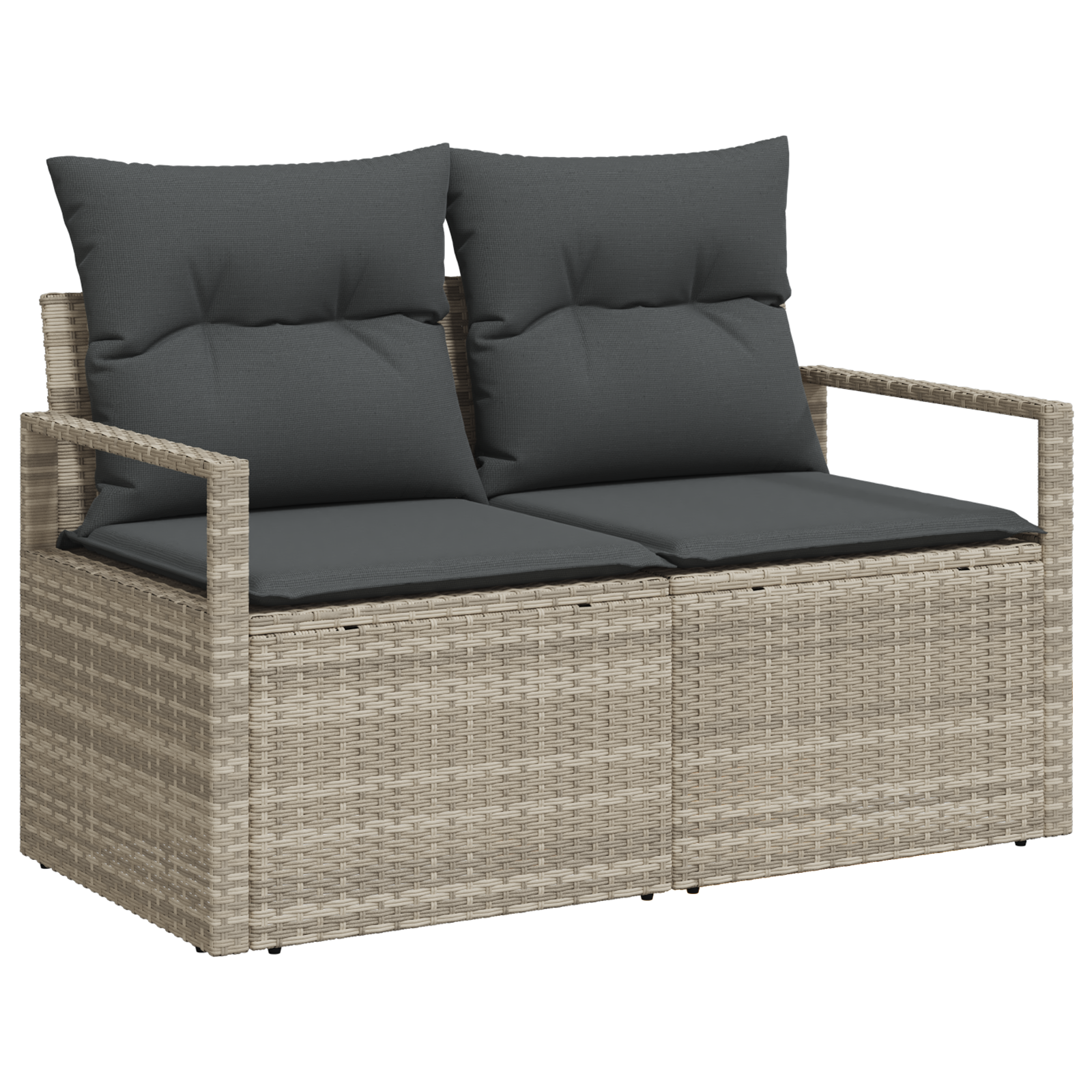 7-teiliges Garten Sofa Set mit Kissen in Hellgrau aus Poly Rattan – Bild 4