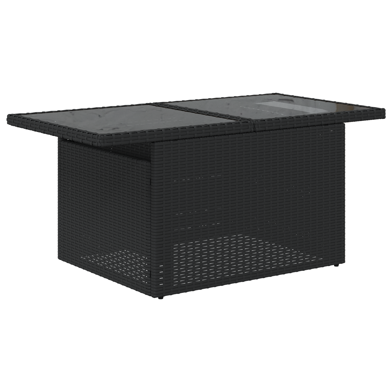 Conjunto de Sofás para Jardim de 9 Peças com Almofadas Preto Rattan Poliéster, Sofá de Jardim de com Armazenamento e Almofadas Preto Rattan Poliéster