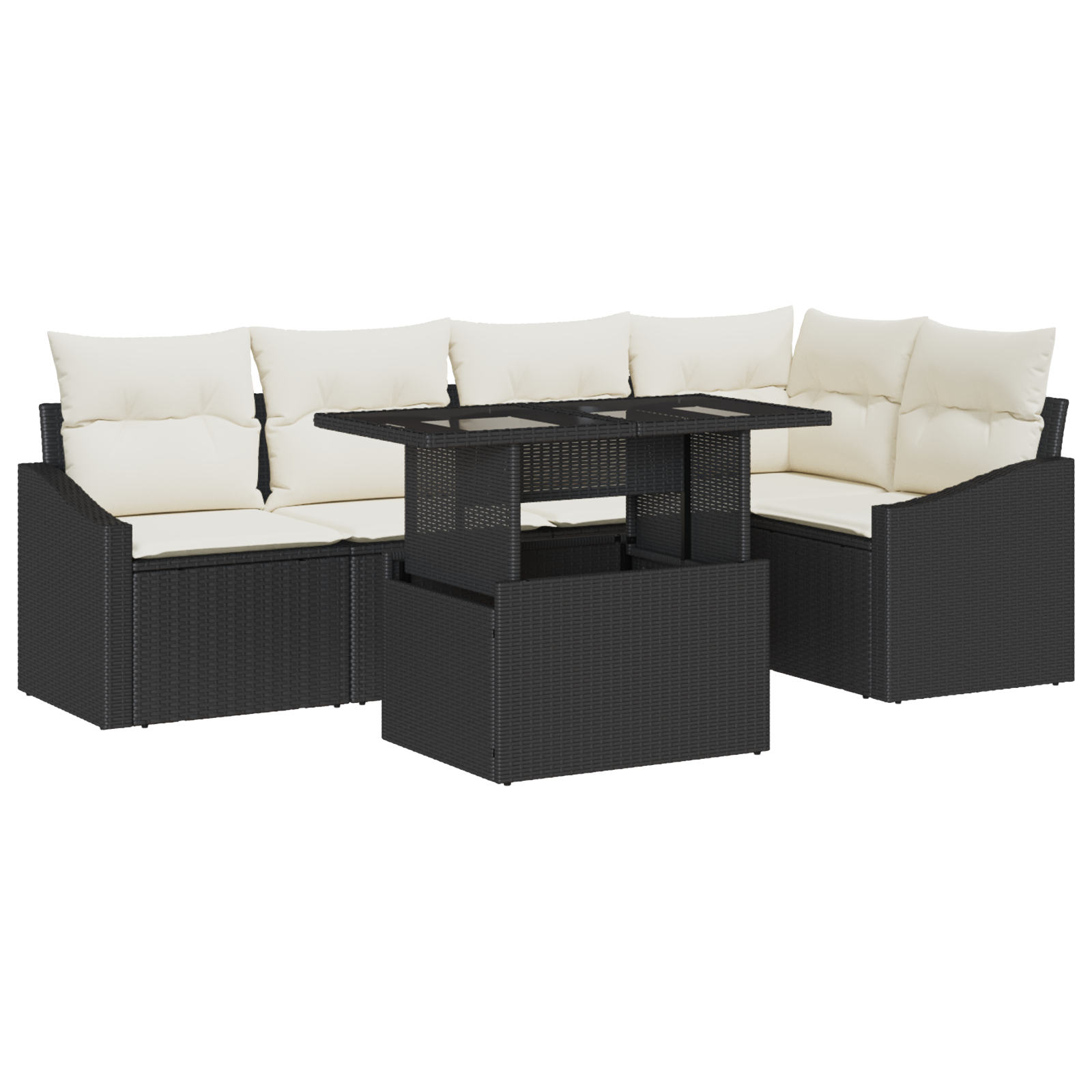 Thumbnail - vidaXL 6-tlg. Garten-Sofagarnitur mit Kissen Schwarz Poly Rattan