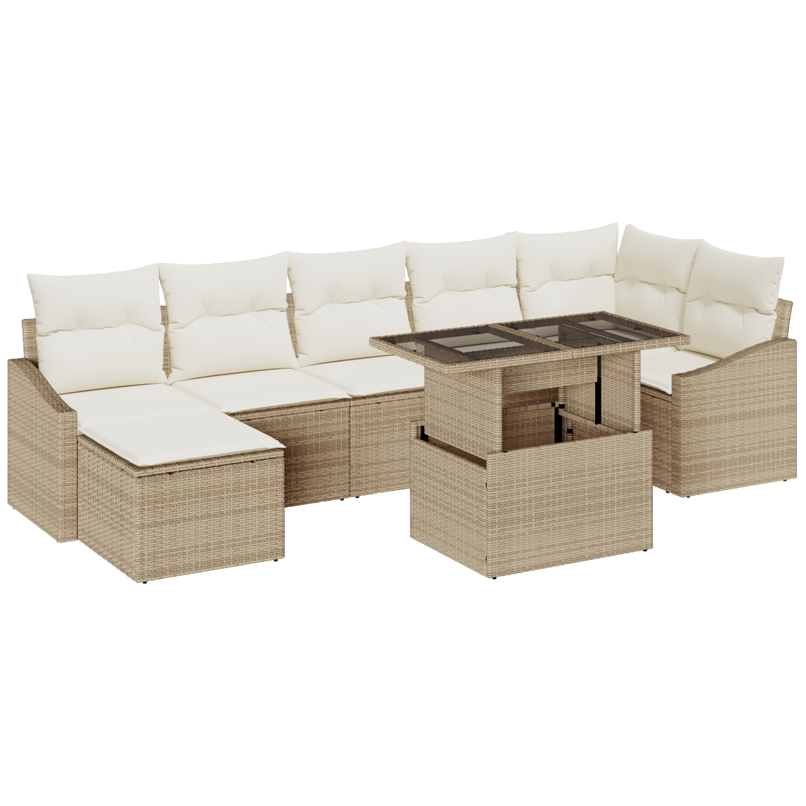 Thumbnail - vidaXL 8-tlg. Garten-Sofagarnitur mit Kissen Beige Poly Rattan
