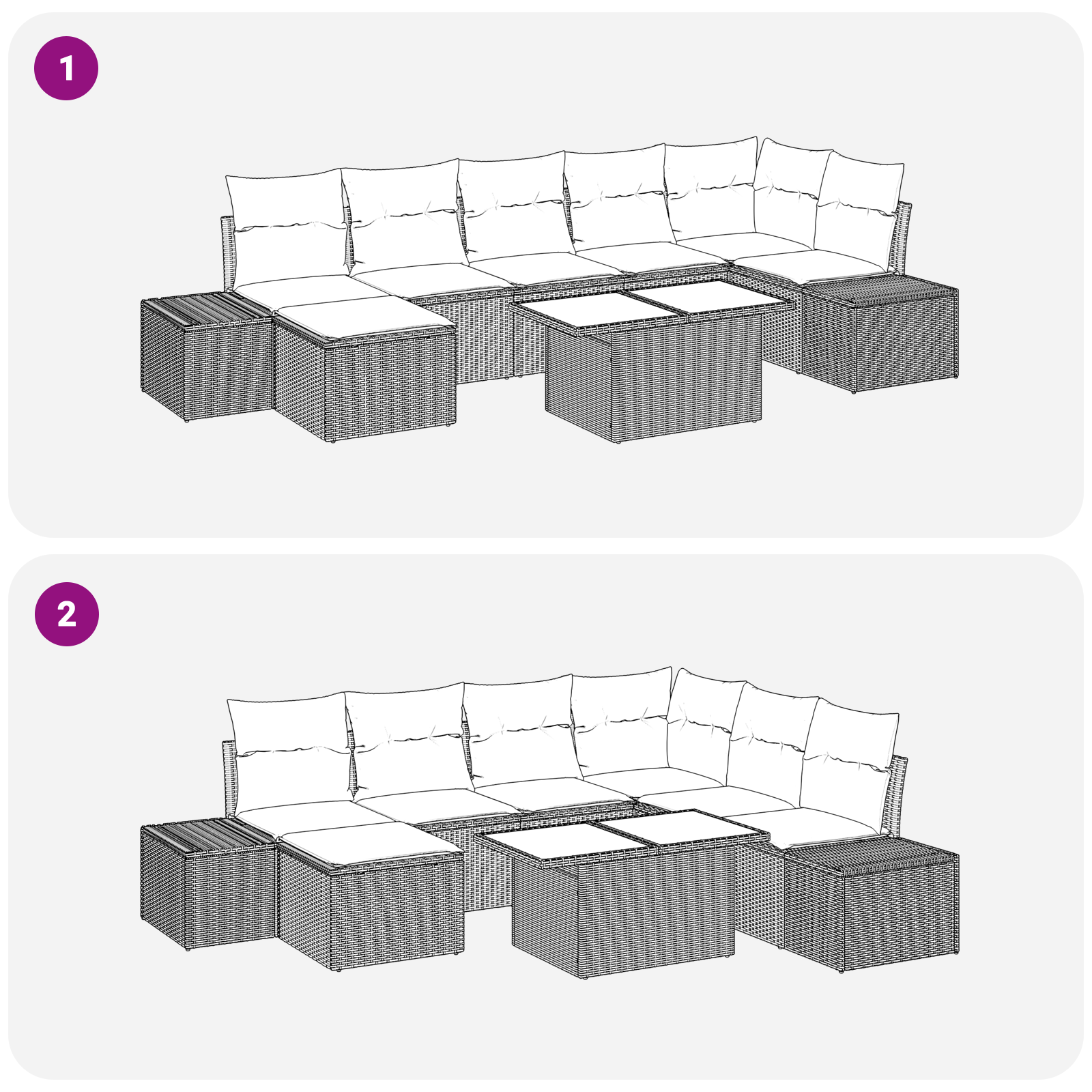 Градински диван комплект 8 части Бежов, Сив - Image 9