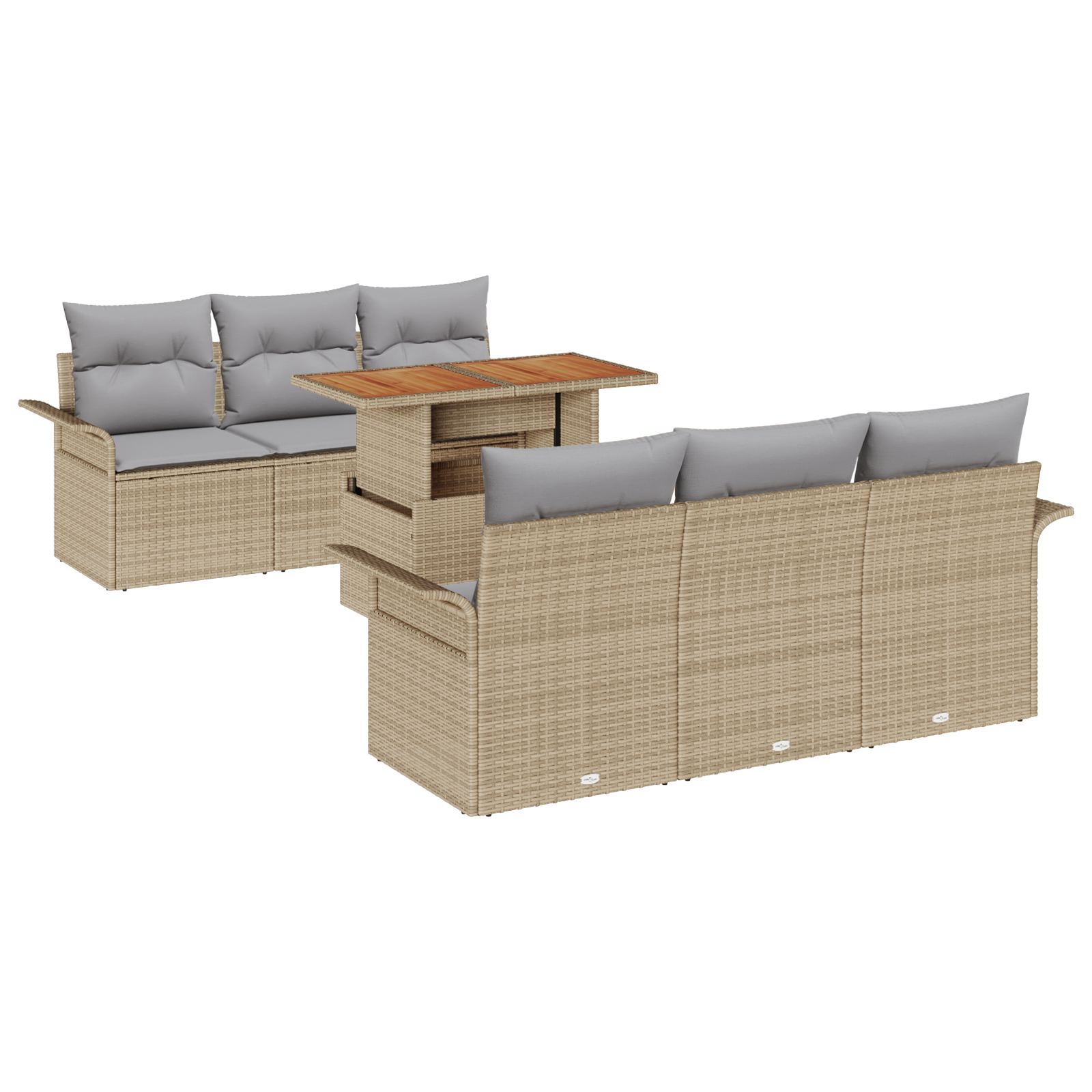 Thumbnail - vidaXL 7-teiliges Garten-Sofa-Set mit Kissen in Beige aus Poly Rattan