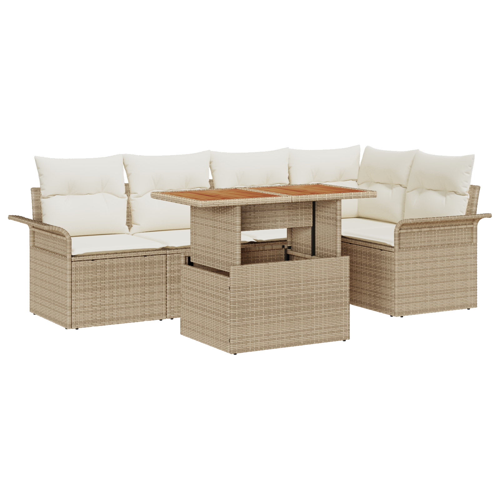 Thumbnail - vidaXL 6-teiliges Garten-Sofa-Set mit Kissen Beiger Poly-Rattan