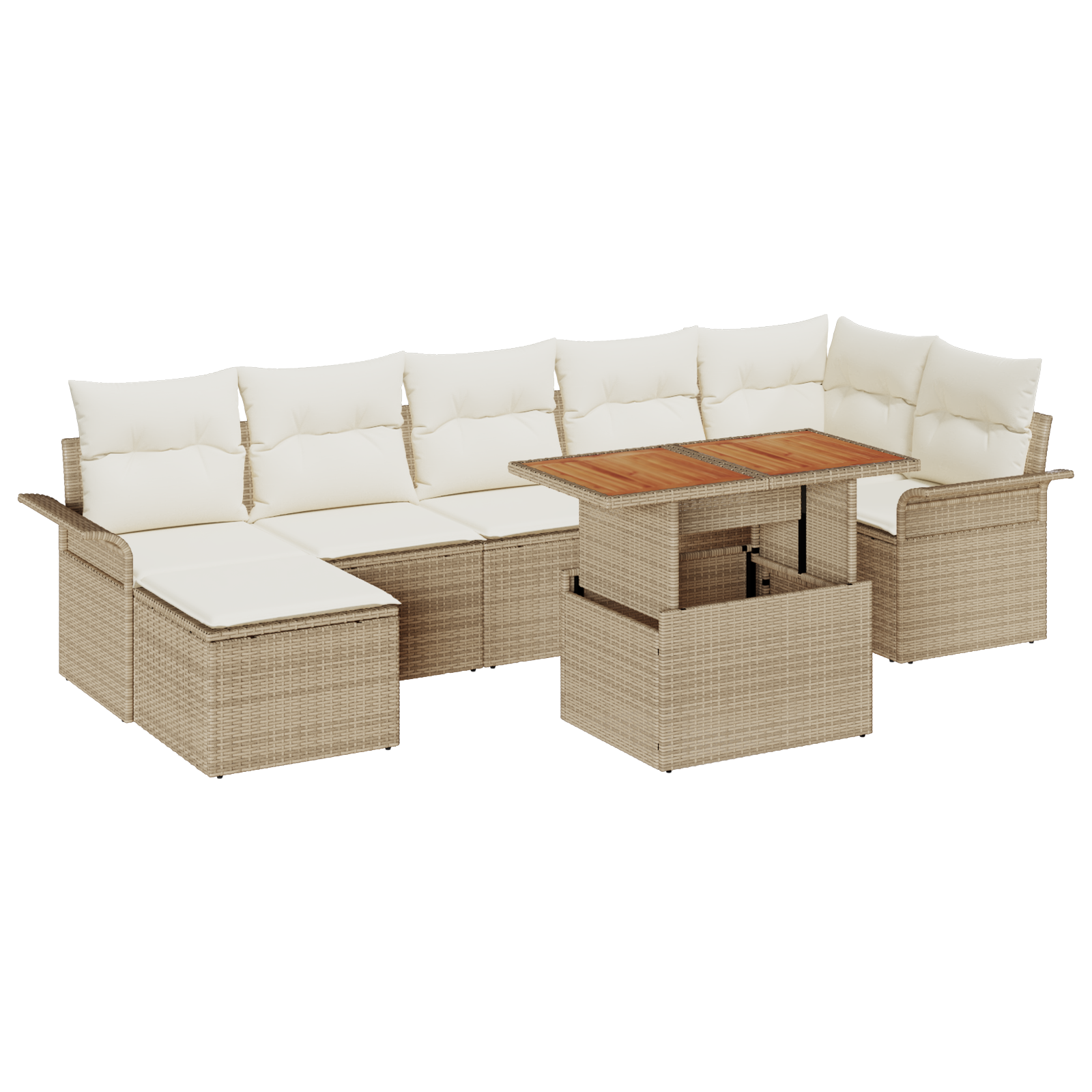 Thumbnail - vidaXL 8-teiliges Garten Sofa Set mit Kissen in Beigefarbenem Poly Rattan