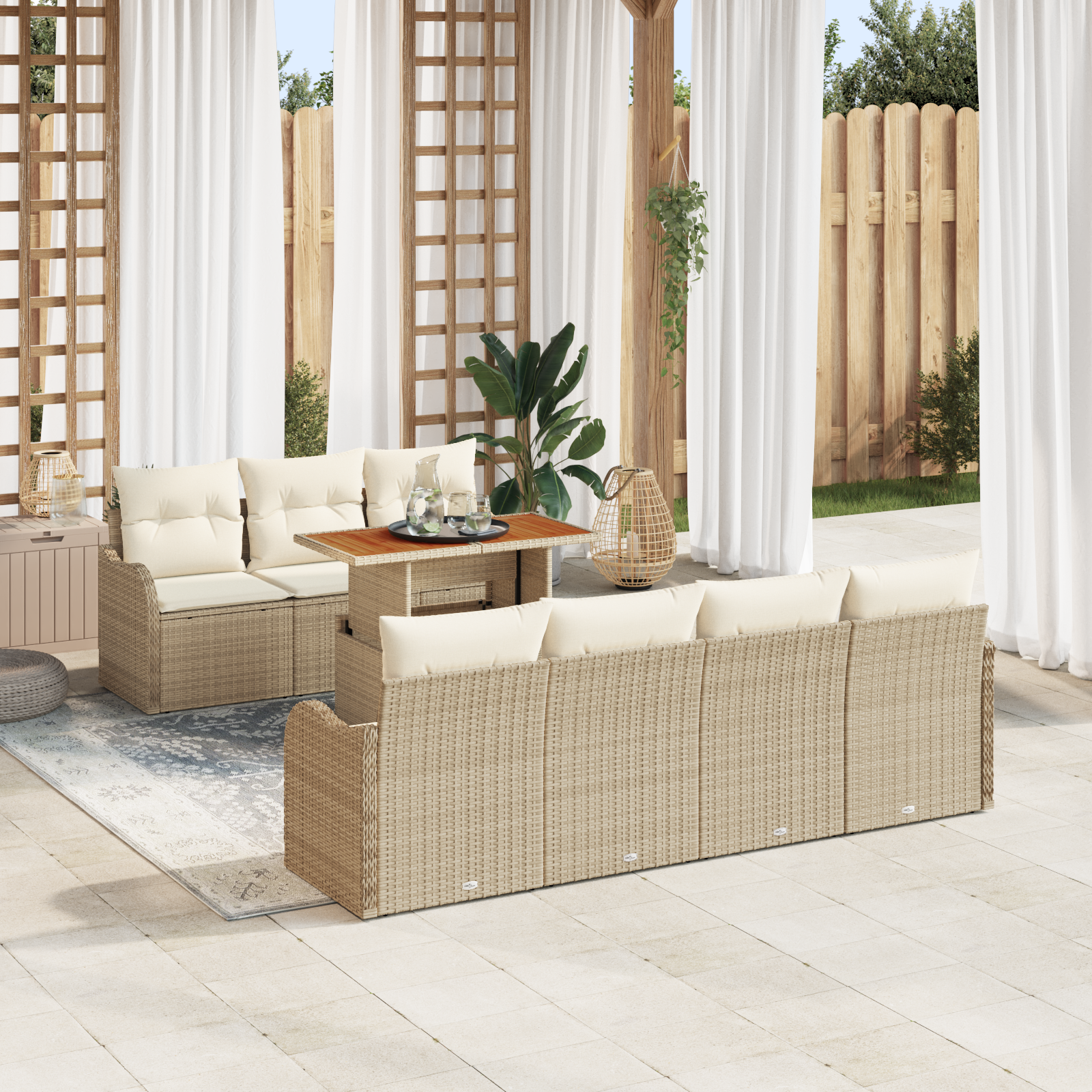 Thumbnail - vidaXL 8-teiliges Garten Sofa Set mit Kissen Beige Poly Rattan