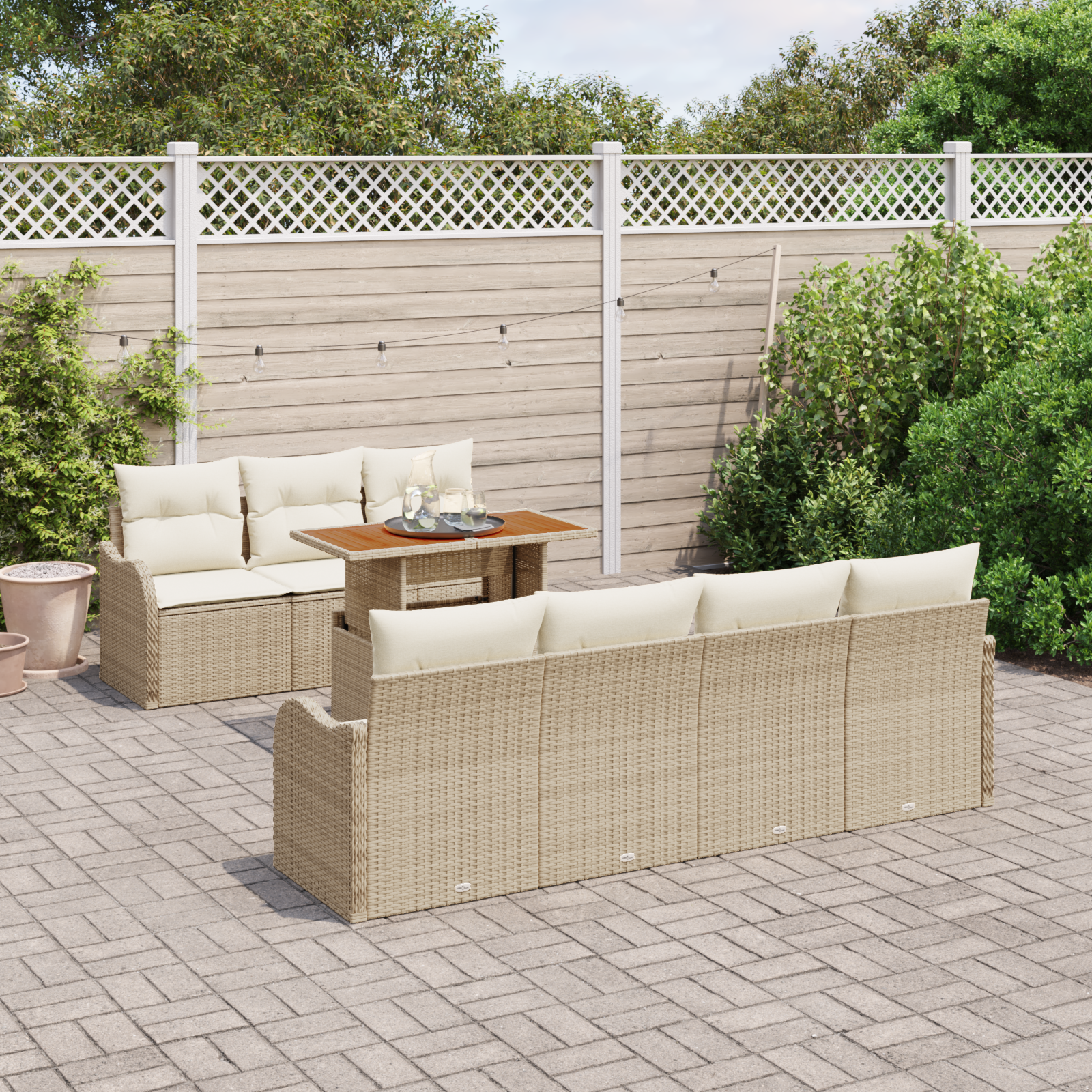 Thumbnail - vidaXL 8-teiliges Garten Sofa Set mit Kissen Beige Poly Rattan