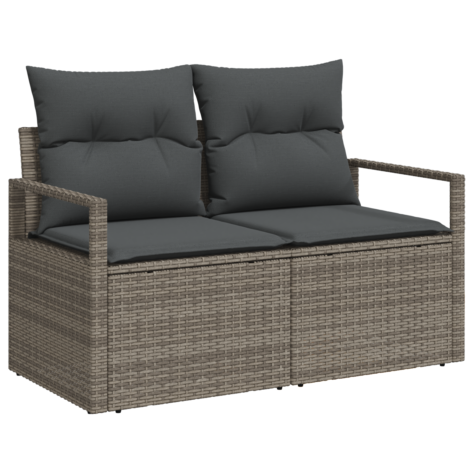 Conjunto de Sofás de Jardim de 6 Peças com Almofadas Cinzas de Rattan Poly, Sofá de Jardim de com Armazenamento & Almofadas Cinza Poly Rattan