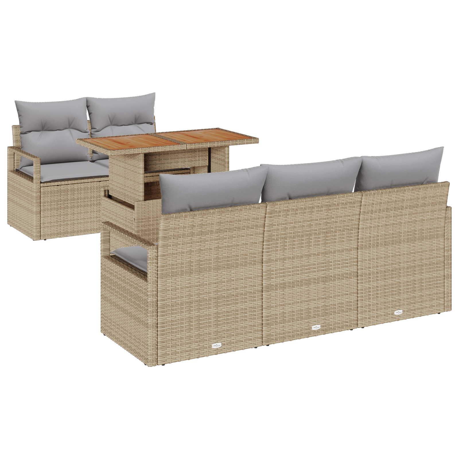 Thumbnail - vidaXL 6-tlg. Garten-Sofagarnitur mit Kissen Beige Poly Rattan
