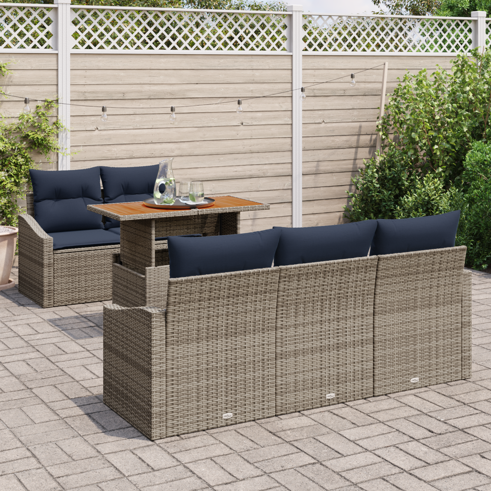 Tuin Sofa Set met opslag 6 pcs Grijs Poly riet - Afbeelding 3