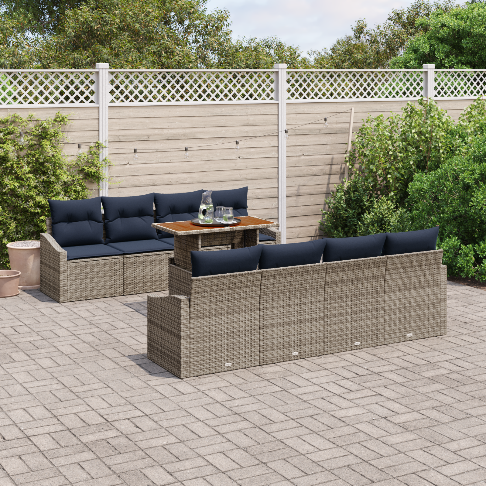 Tuin Sofa Set met opslag 9 pcs Grijs Poly riet - Afbeelding 2