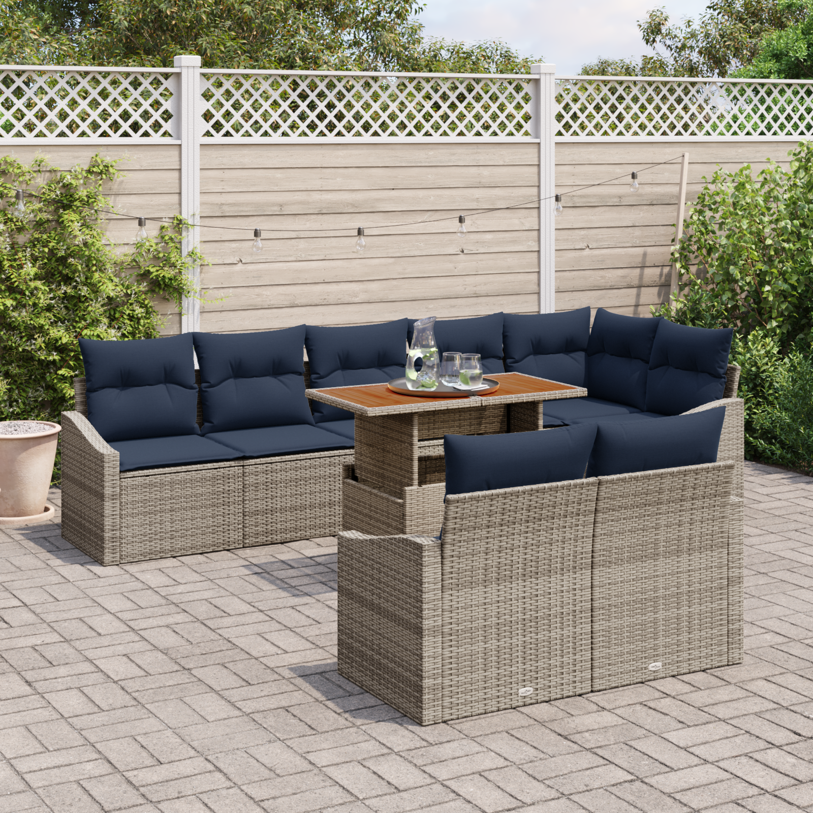 Tuin Sofa Set met opslag 9 pcs Grijs Poly riet - Afbeelding 3