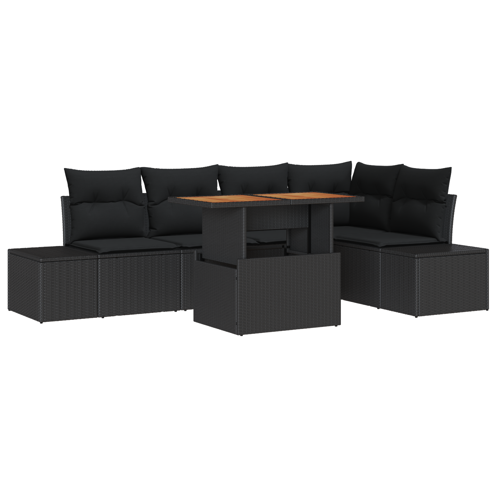 Thumbnail - vidaXL 6-tlg. Garten-Sofagarnitur mit Kissen Schwarz Poly Rattan